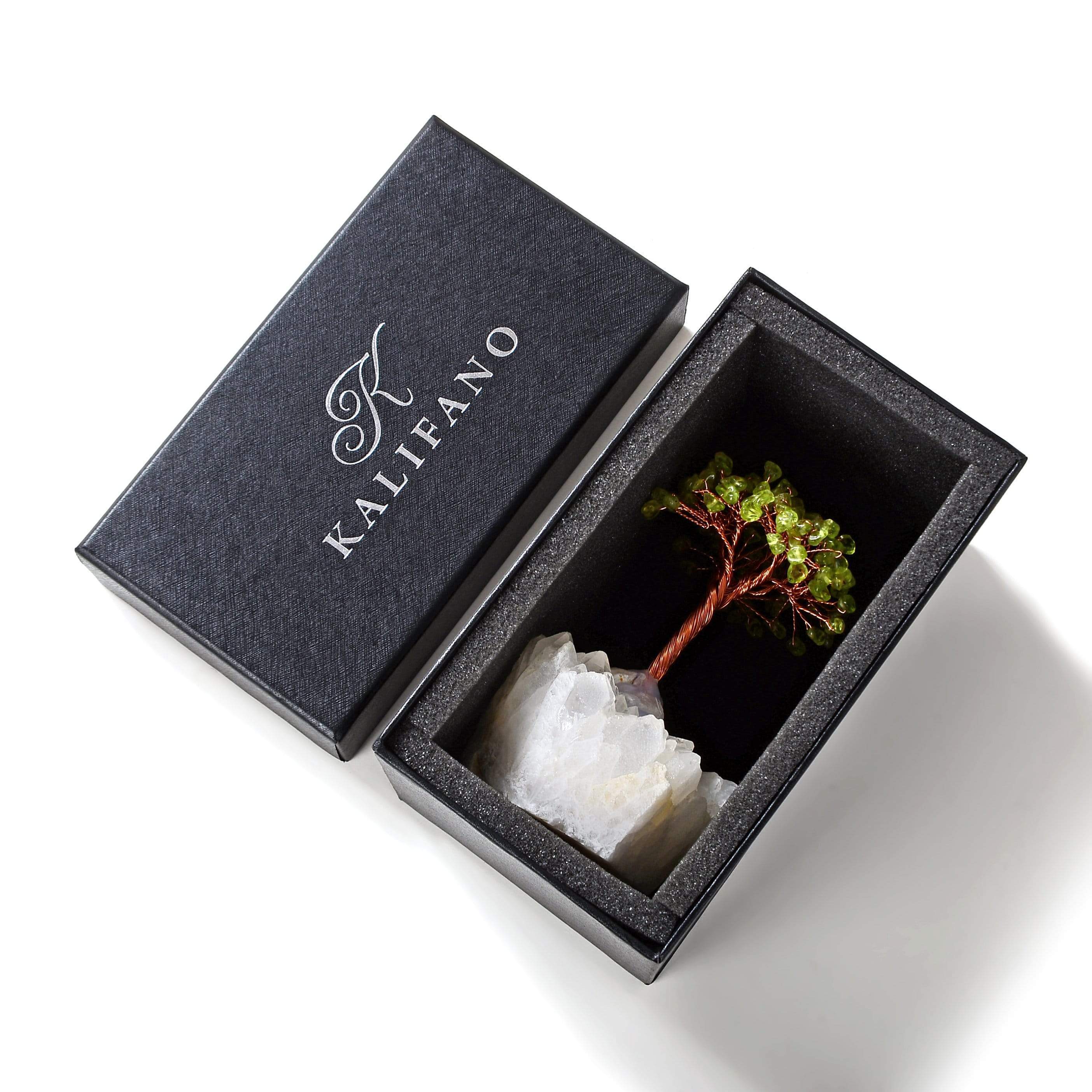 Kalifano Gemstone Trees Peridot Natural Gemstone Tree of Life with Quartz Base K922Q-PR
