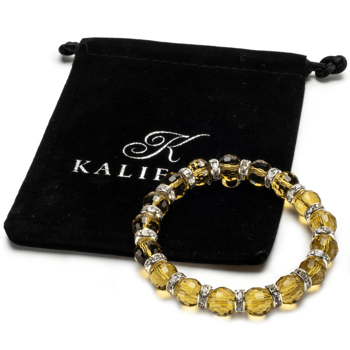 Kalifano Gorgeous Glass Jewelry Amber Gorgeous Glass Bracelet with Cubic Zirconia Crystals BLUE-BGG-N27