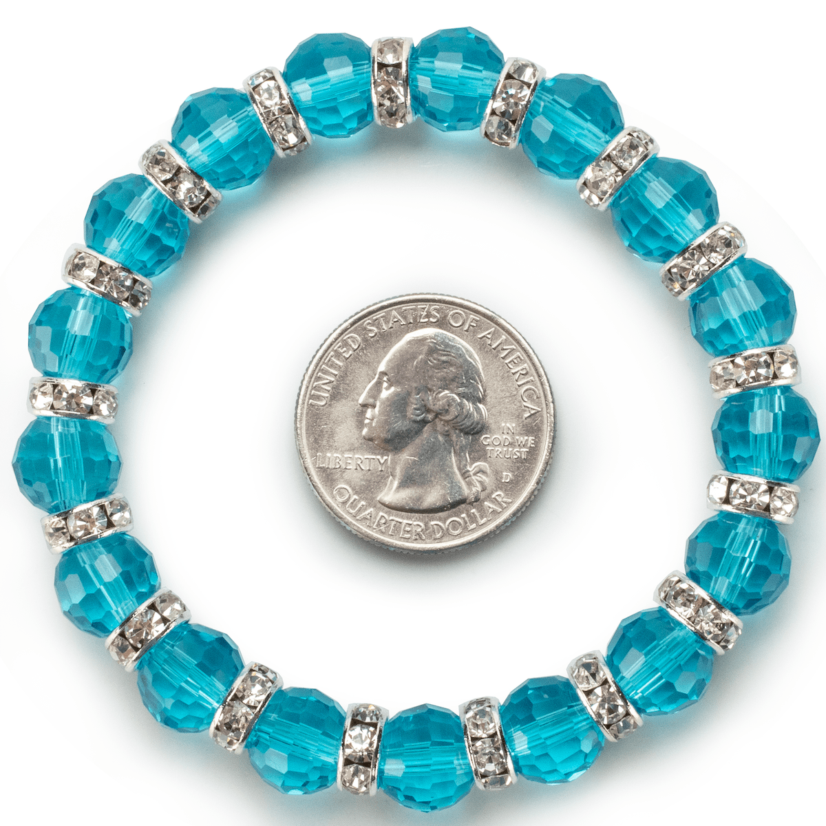 Kalifano Gorgeous Glass Jewelry Aqua Marine Gorgeous Glass Bracelet with Cubic Zirconia Crystals BLUE-BGG-N28
