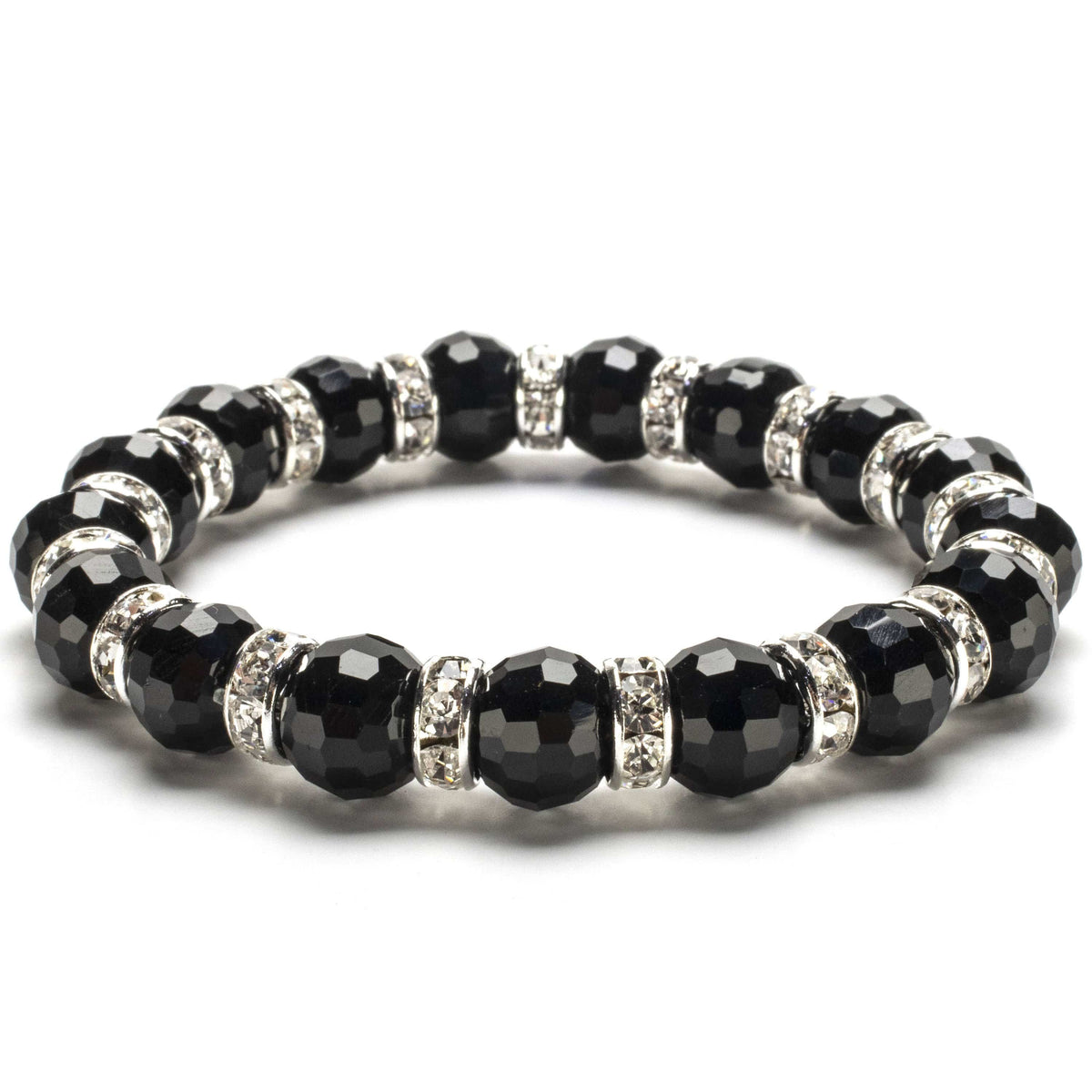 NWOT Elegant Black Crystal Bracelet KALIFANO | Black Onyx Glass Bracelet For Sale - Elegant  main image 3