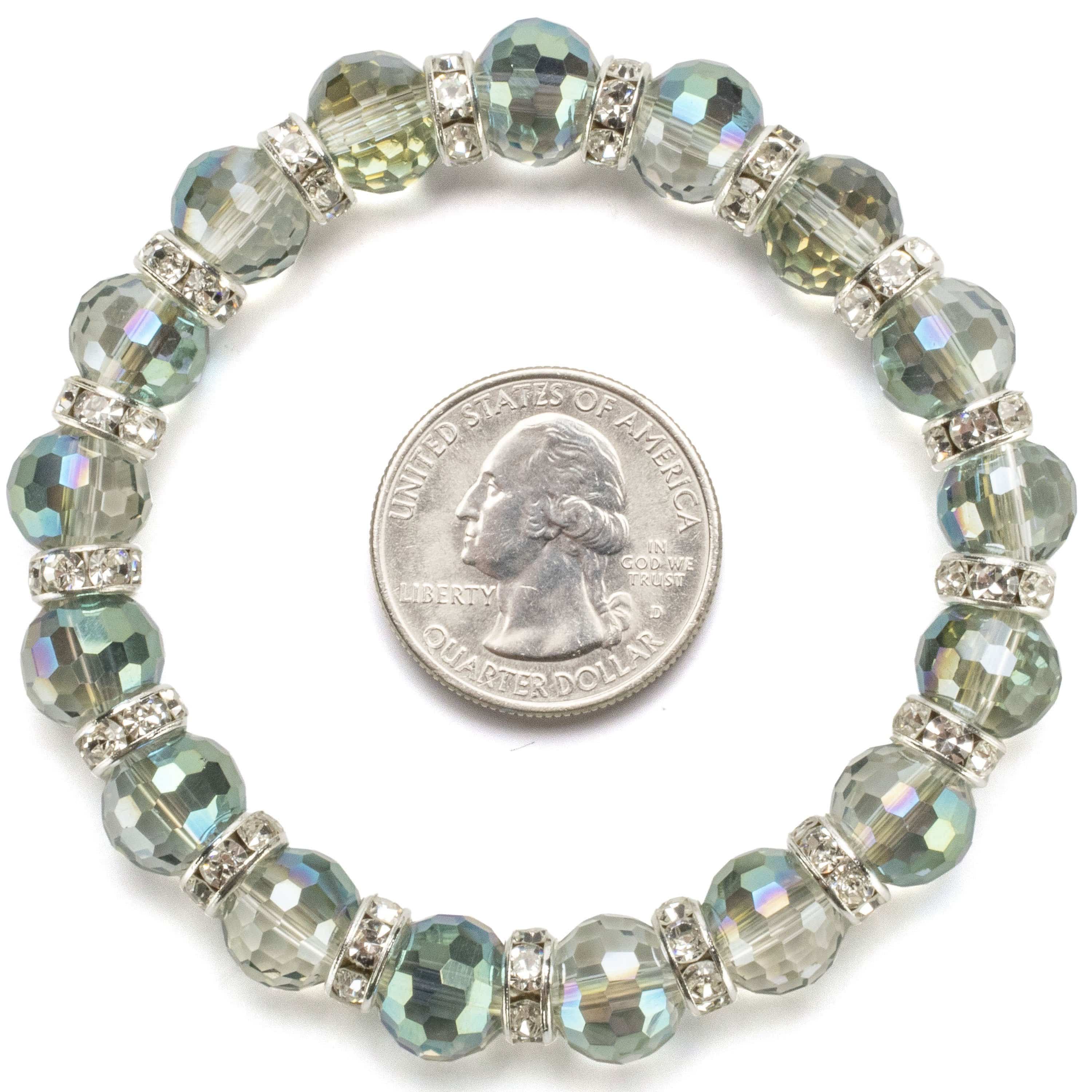 Kalifano Gorgeous Glass Jewelry Crystal Vitrail Medium Gorgeous Glass Bracelet with Cubic Zirconia Crystals BLUE-BGG-CVM