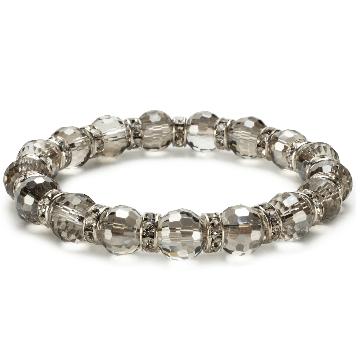 Kalifano Gorgeous Glass Jewelry Greige Gorgeous Glass Bracelet with Cubic Zirconia Crystals BLUE-BGG-G