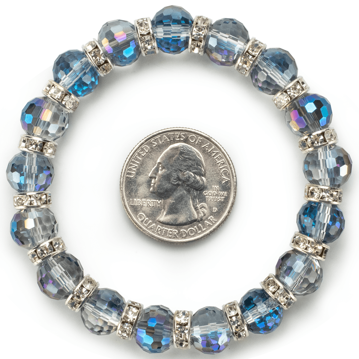 Kalifano Gorgeous Glass Jewelry Indian Sapphire Gorgeous Glass Bracelet with Cubic Zirconia Crystals BLUE-BGG-IS