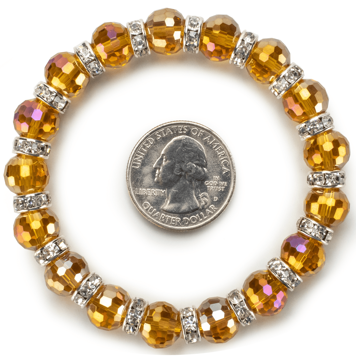 Kalifano Gorgeous Glass Jewelry Light Topaz Gorgeous Glass Bracelet with Cubic Zirconia Crystals BLUE-BGG-LT