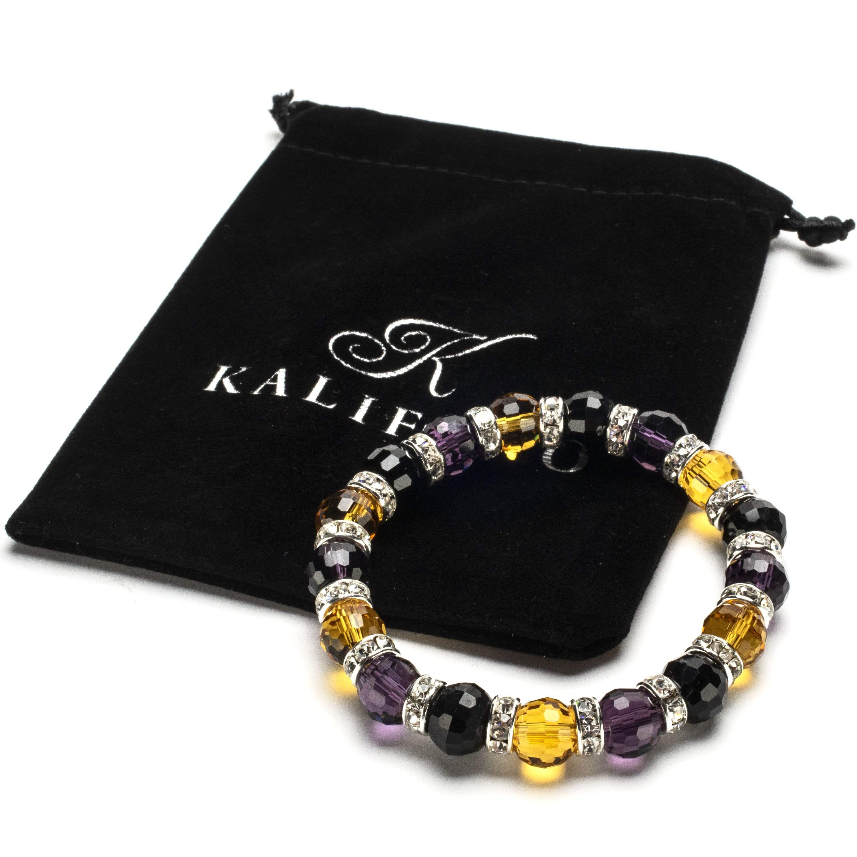 Kalifano Gorgeous Glass Jewelry Multicolored Gorgeous Glass Bracelet with Cubic Zirconia Crystals BLUE-BGG-N05