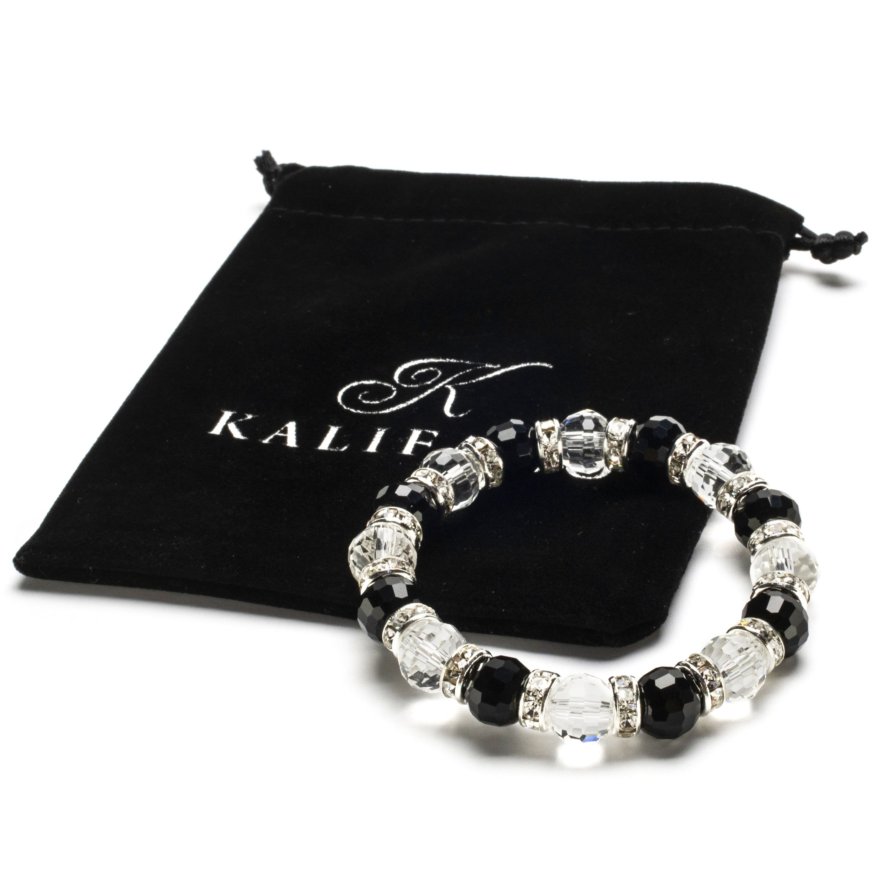 Kalifano Gorgeous Glass Jewelry Multicolored Gorgeous Glass Bracelet with Cubic Zirconia Crystals BLUE-BGG-N12
