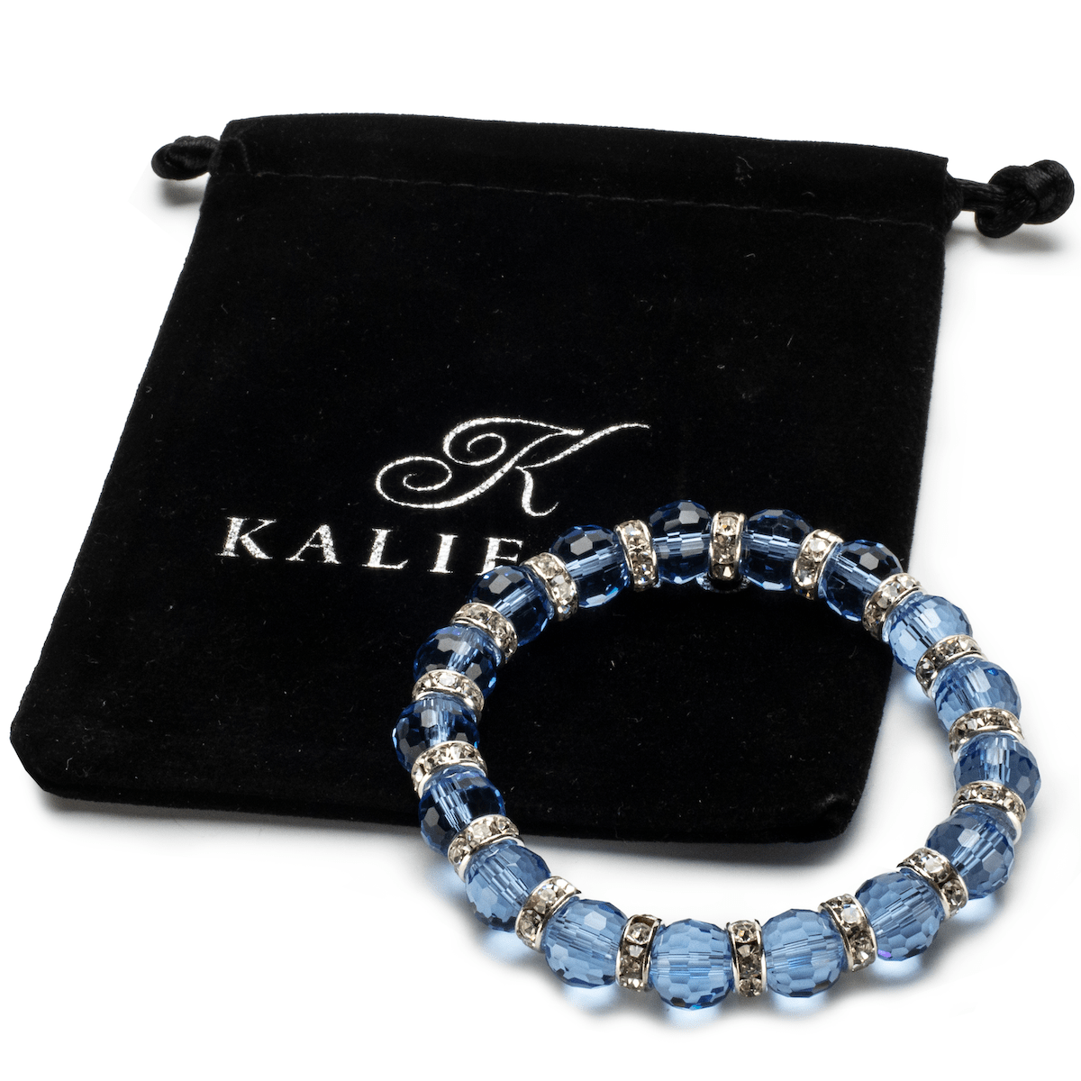 Kalifano Gorgeous Glass Jewelry Sapphire Gorgeous Glass Bracelet with Cubic Zirconia Crystals BLUE-BGG-N22