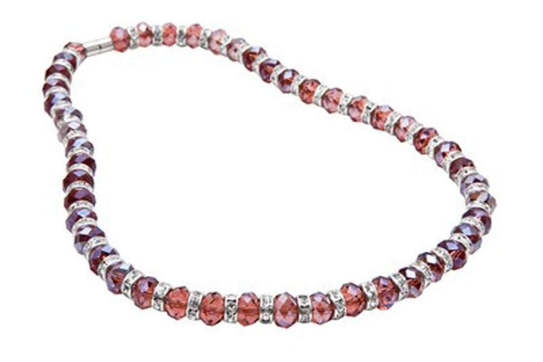 Kalifano Gorgeous Glass Jewelry Tourmaline Gorgeous Glass Necklace with Cubic Zirconia Crystals WHITE-NGG-11