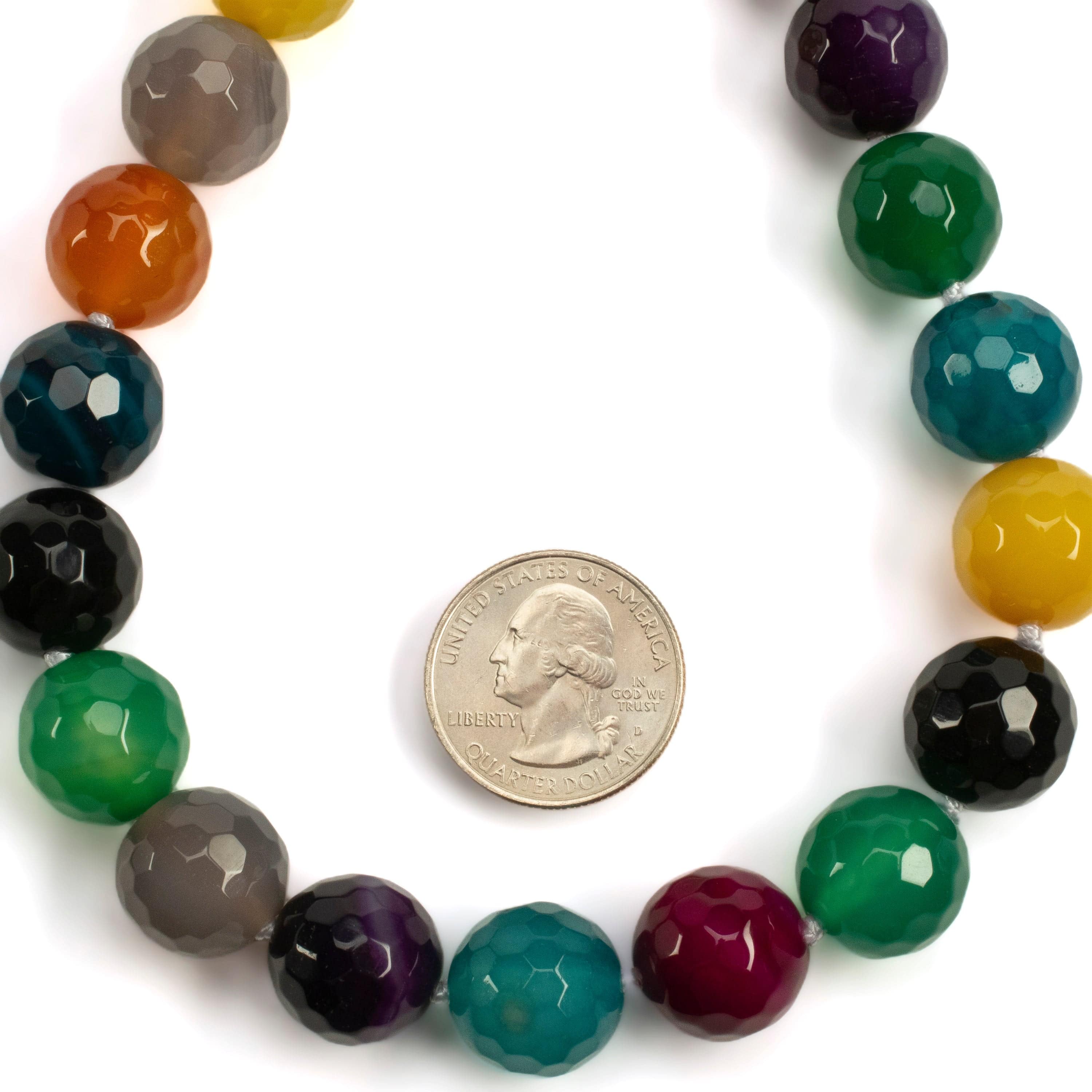 Kalifano Jewelry PLAT-NGP-BA2 - Drop Multicolor Brazilian Agate Necklace PLAT-NGP-BA2