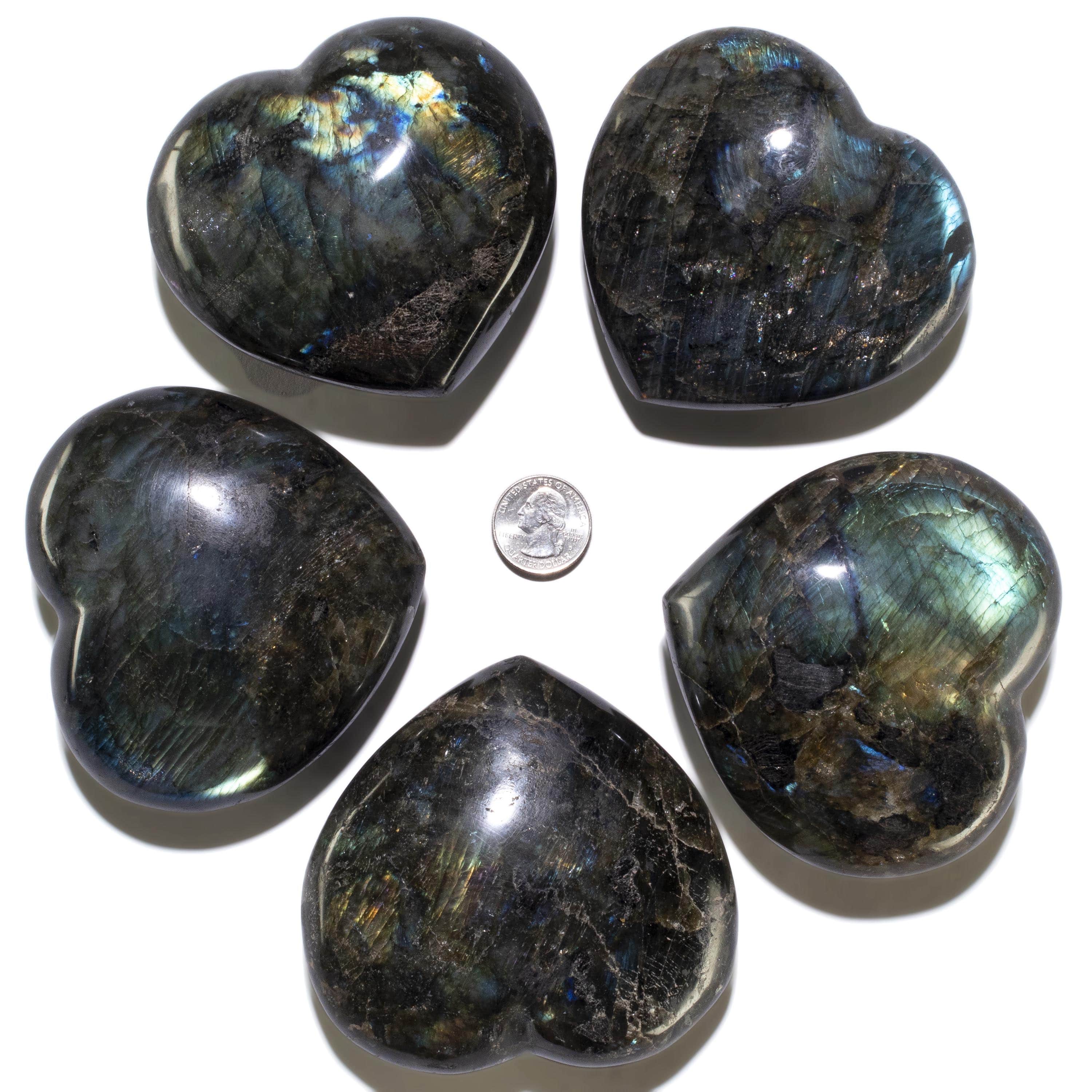 KALIFANO Labradorite Labradorite Gemstone Heart Carving 650g / 4.5in. GH600-LB
