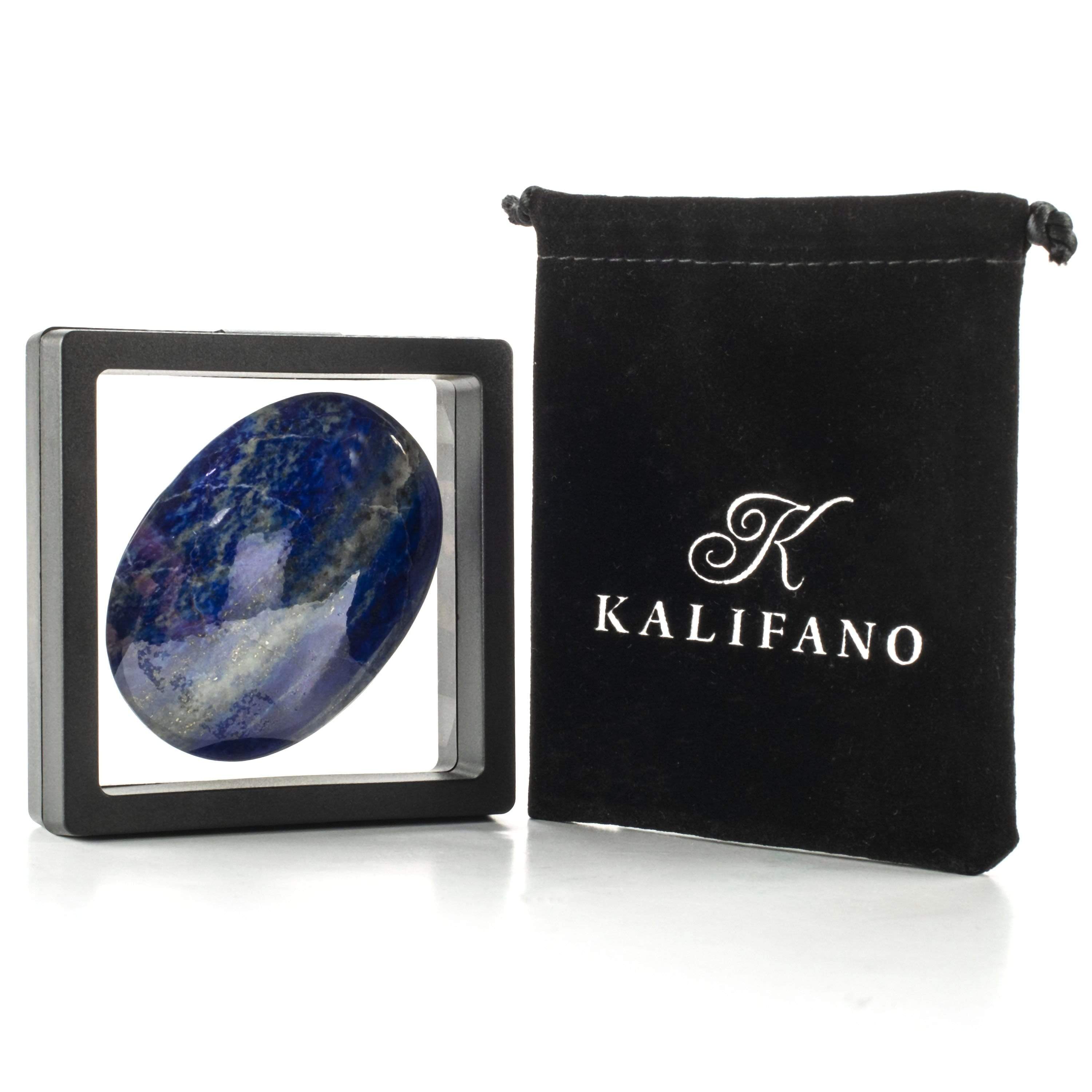 Kalifano Lapis Rare Natural Blue Lapis Lazuli Polished Palm Stone Carving from Afghanistan - 120 g LPS400.010