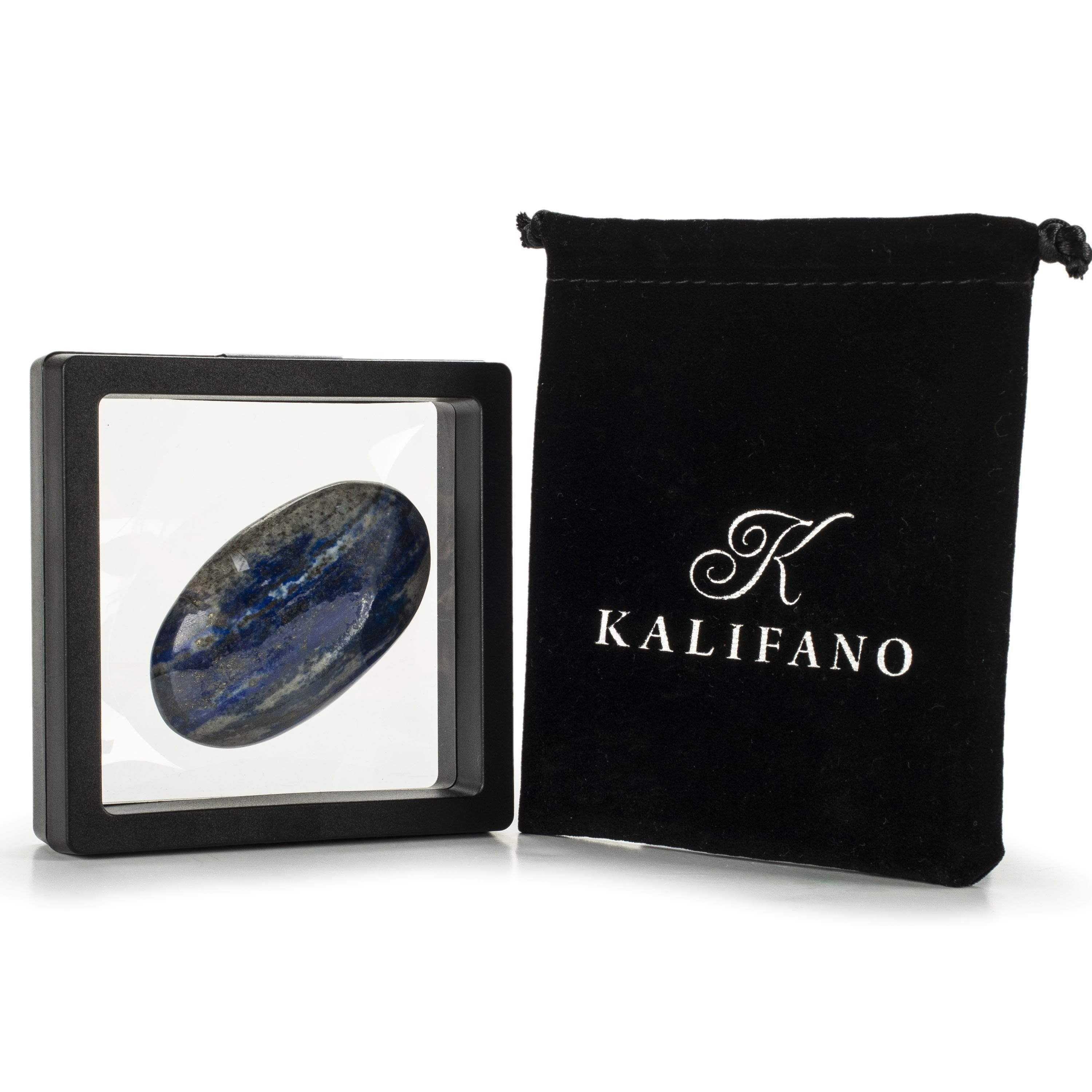 Kalifano Lapis Rare Natural Blue Lapis Lazuli Polished Palm Stone Carving from Afghanistan - 70 g LPS200.003