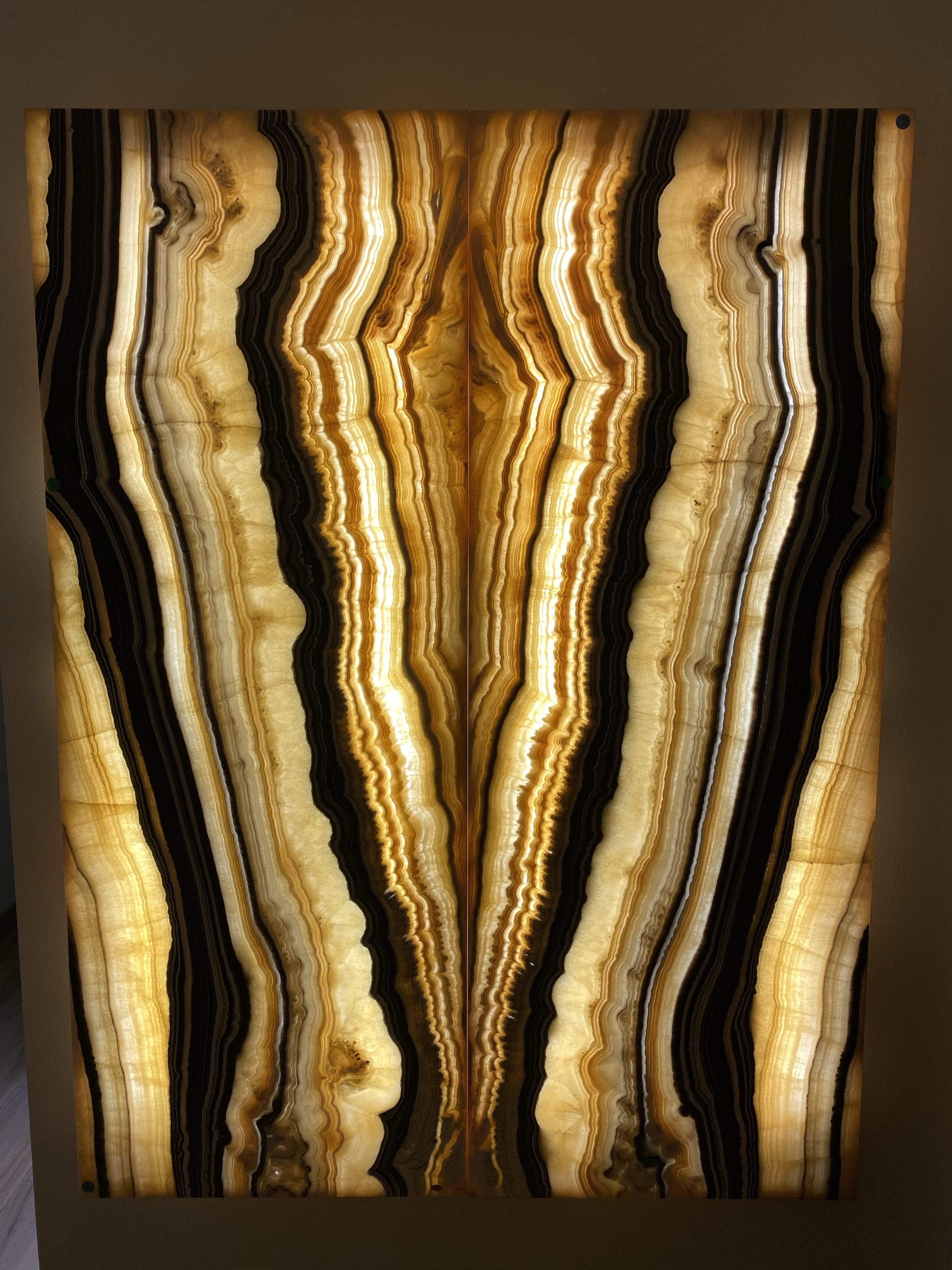 Kalifano Light Towers Zebra Onyx Light Panel Set - 62 in x 48 in LT160x60.001