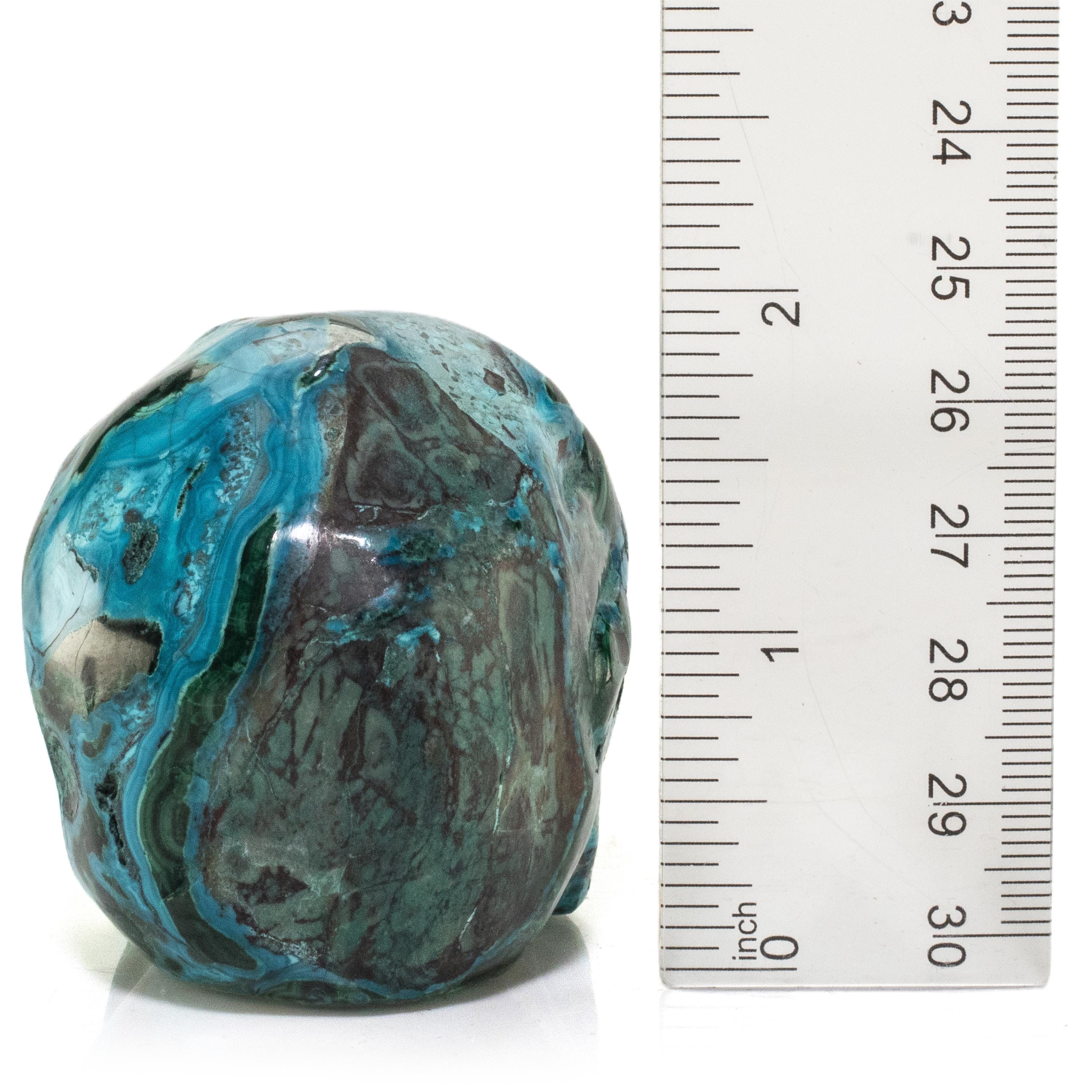 Kalifano Malachite Chrysocolla Skull Carving 2.5" / 200g SK800-CRY.002