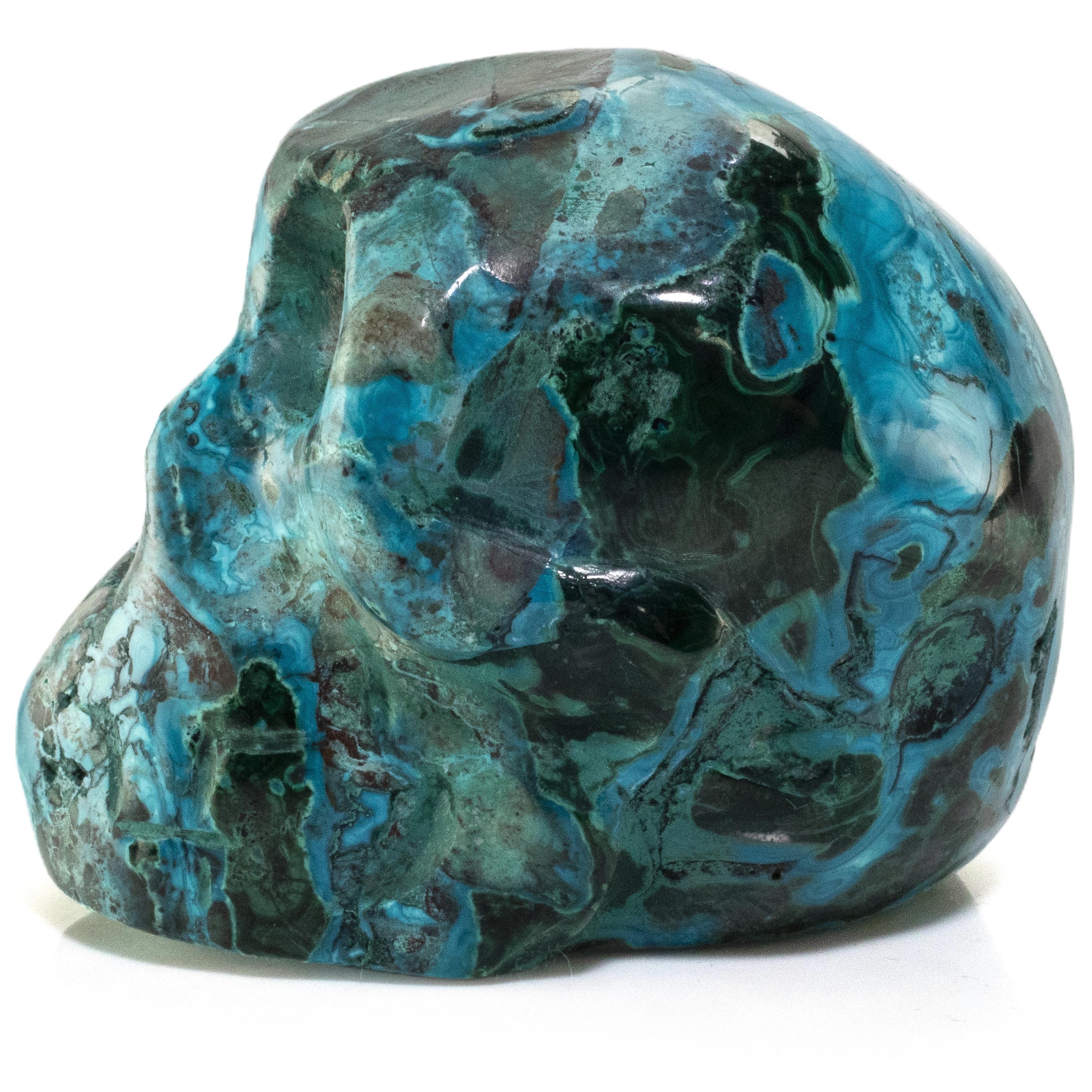 Kalifano Malachite Chrysocolla Skull Carving 2.5" / 200g SK800-CRY.002