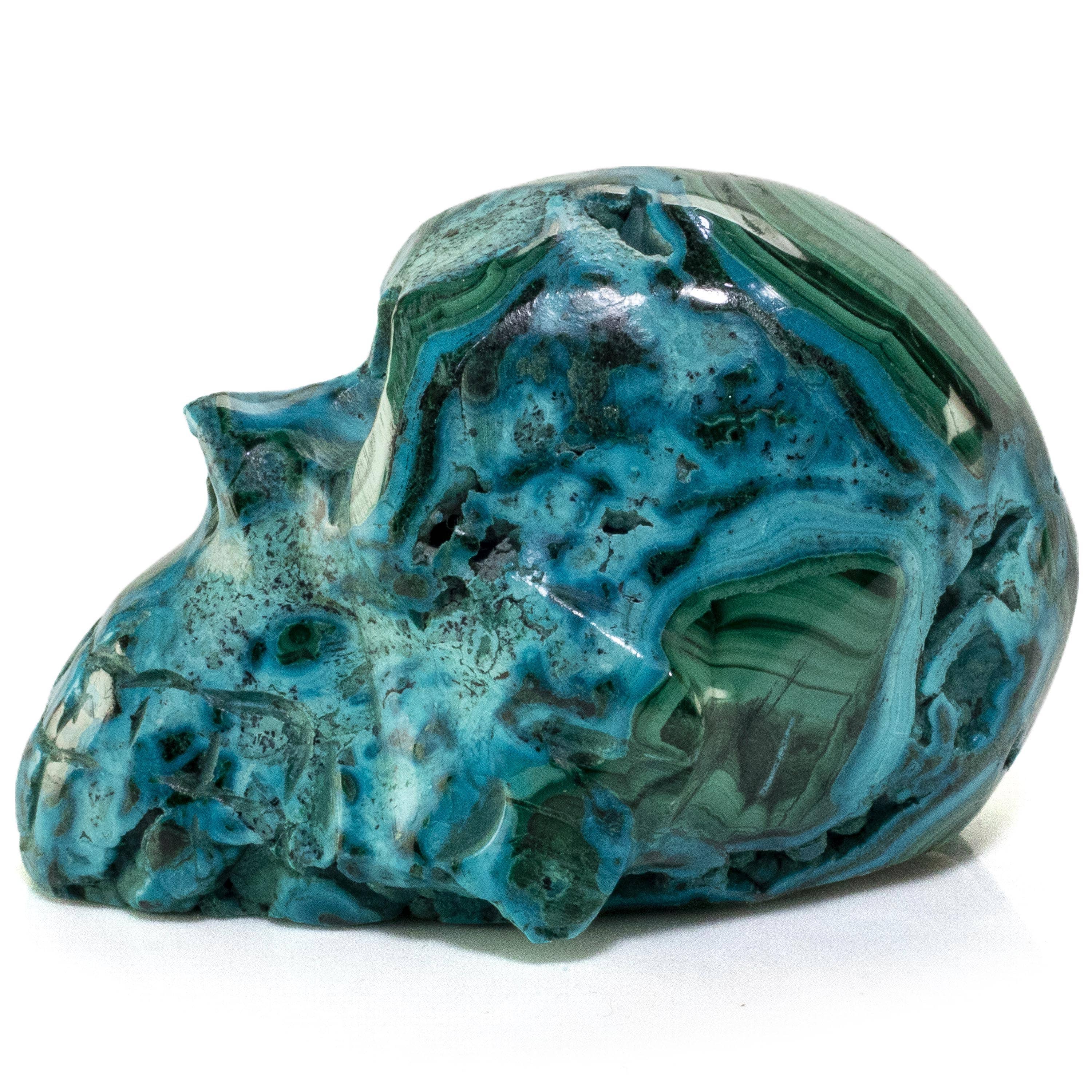 Kalifano Malachite Chrysocolla Skull Carving 3" / 167g SK700-CRY.001