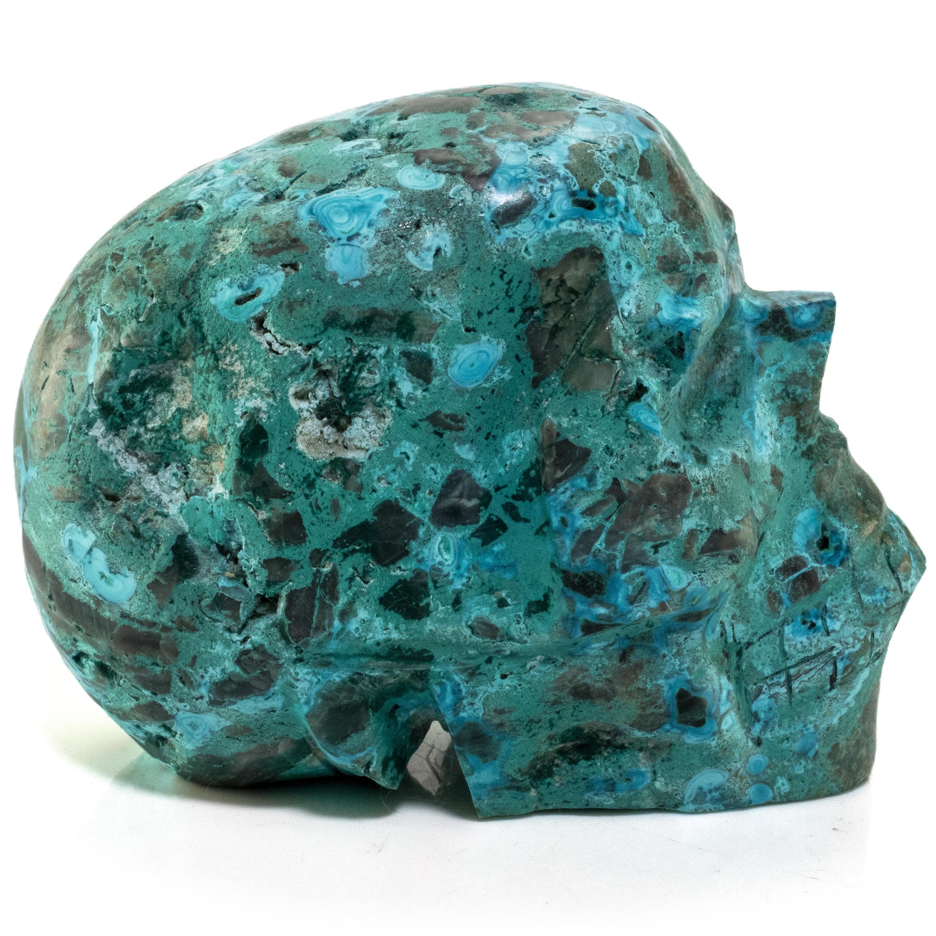 Kalifano Malachite Chrysocolla Skull Carving 4" / 596g SK2200-CRY.001