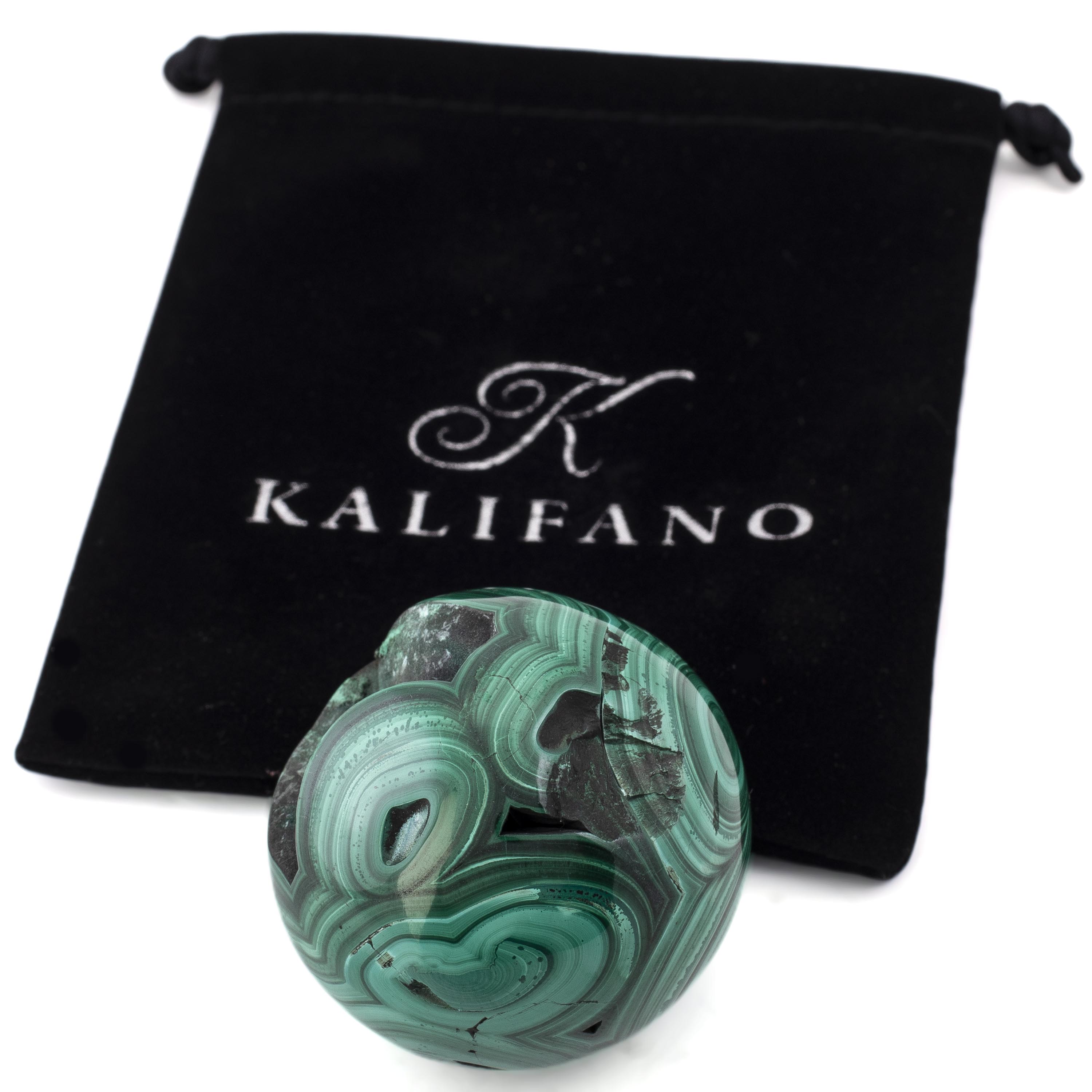 Kalifano Malachite Natural Malachite Sphere Carving From Congo - 2" / 225g MAS550