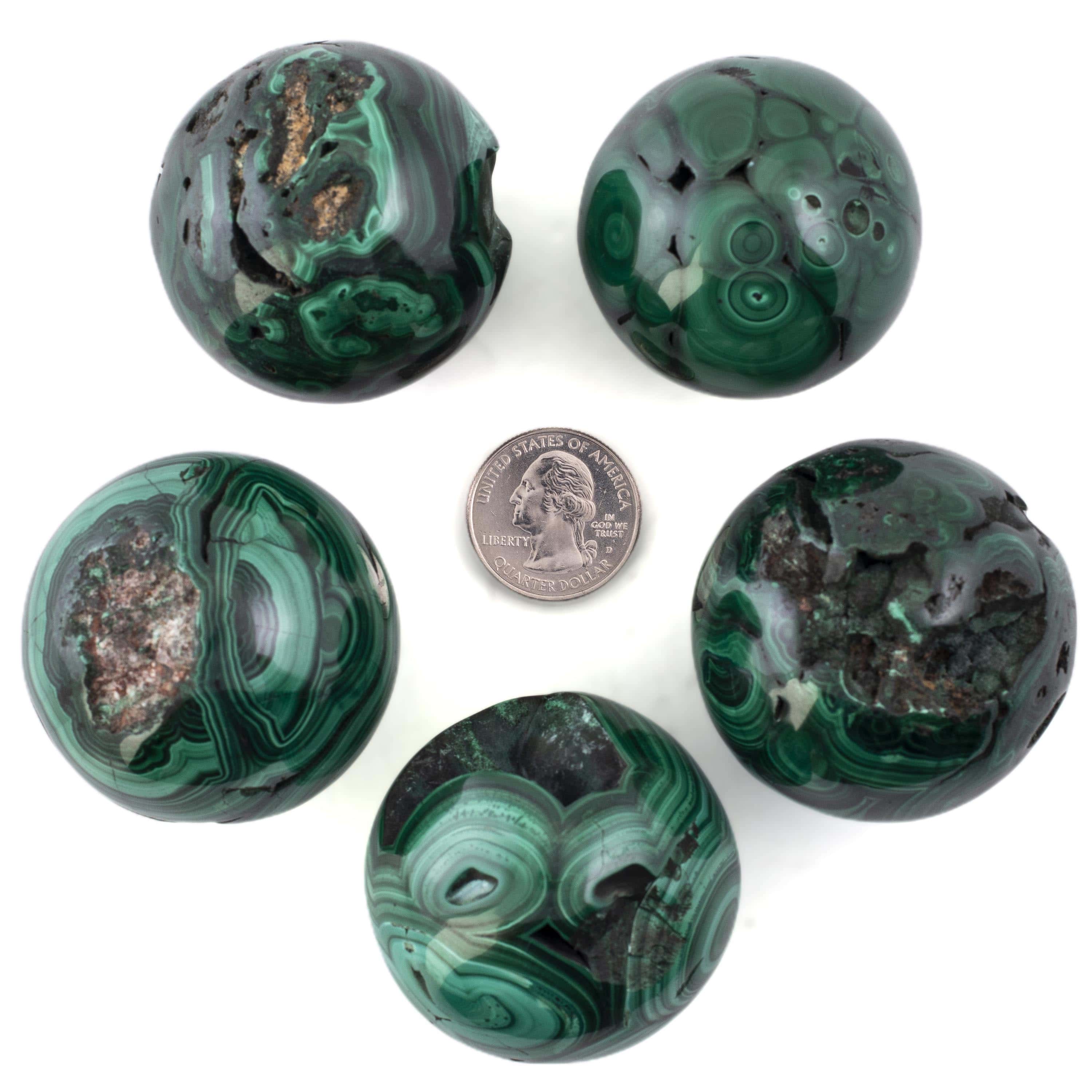 Kalifano Malachite Natural Malachite Sphere Carving From Congo - 2" / 225g MAS550