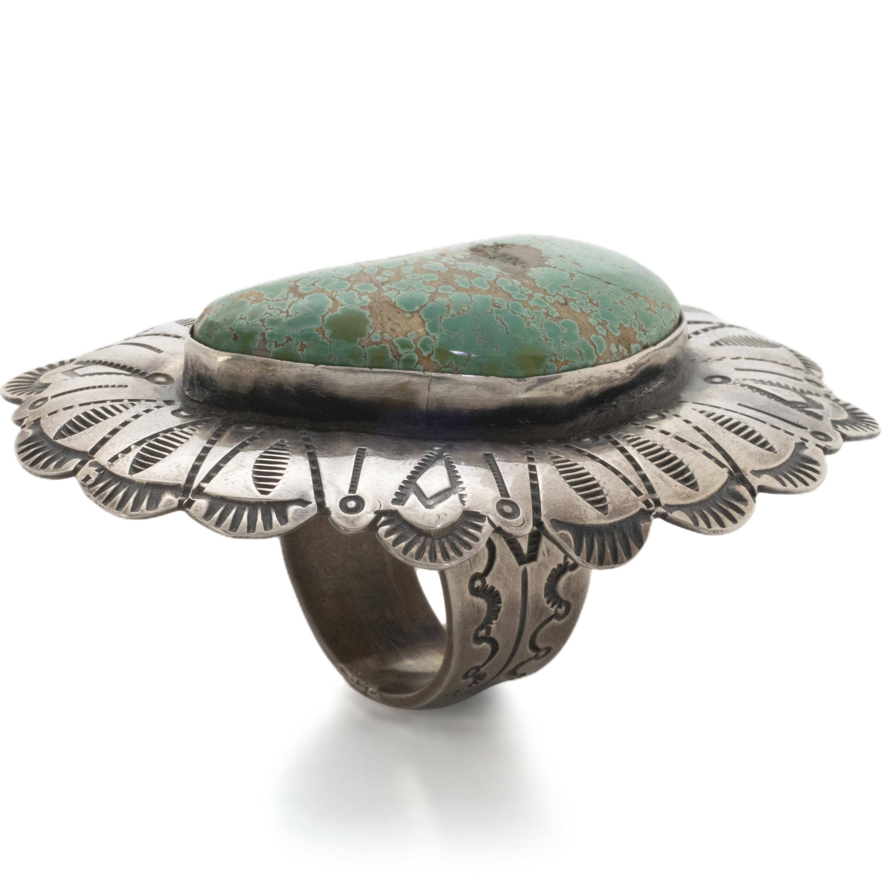 Kalifano Native American Jewelry 11 Marvin McReeves Navajo Carico Lake Turquoise USA Native American Made 925 Sterling Silver Ring NAR2400.014.11