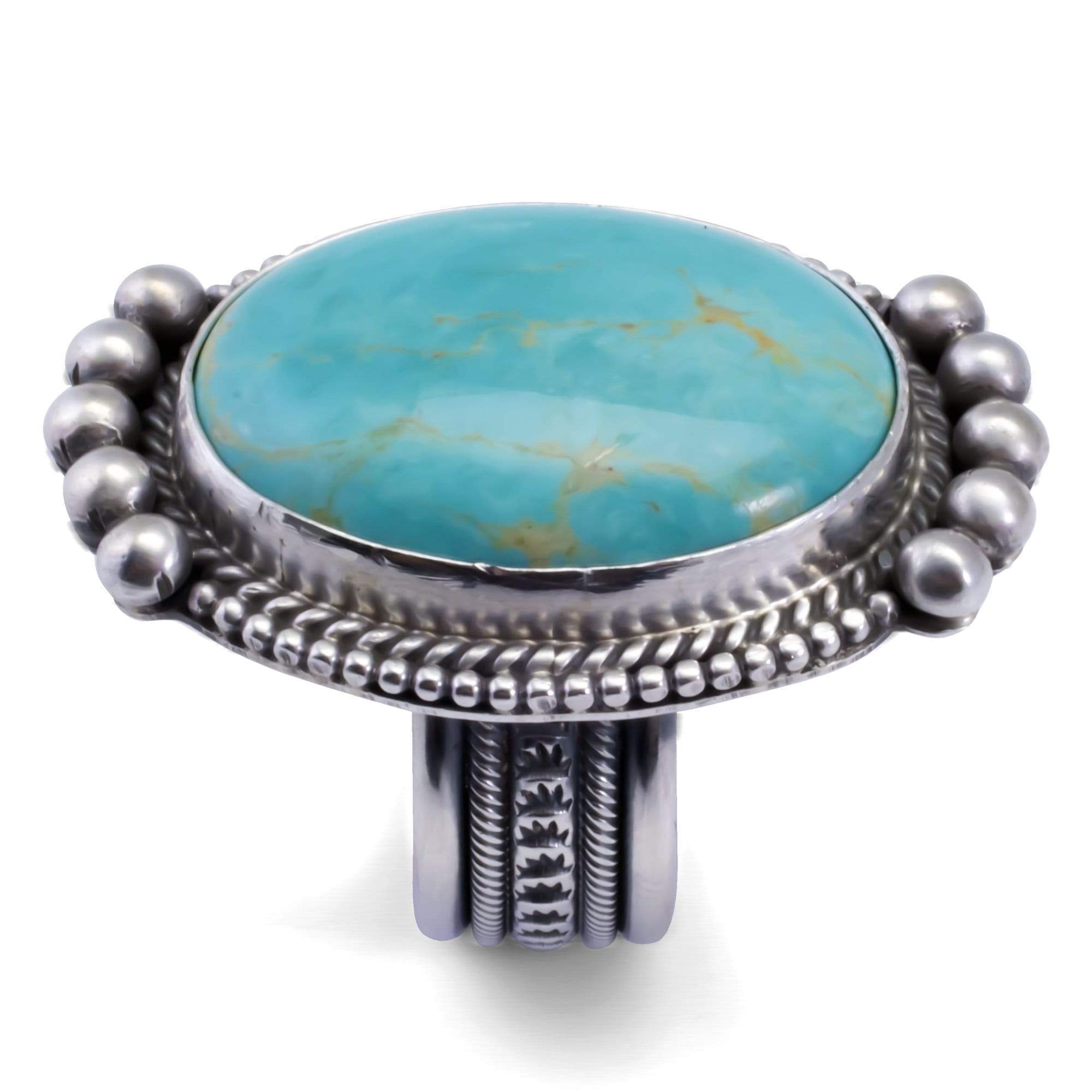 Kalifano Native American Jewelry 11 Michael Calladetto Tyrone Turquoise Native American Made 925 Sterling Silver Ring NAR1200.002.11