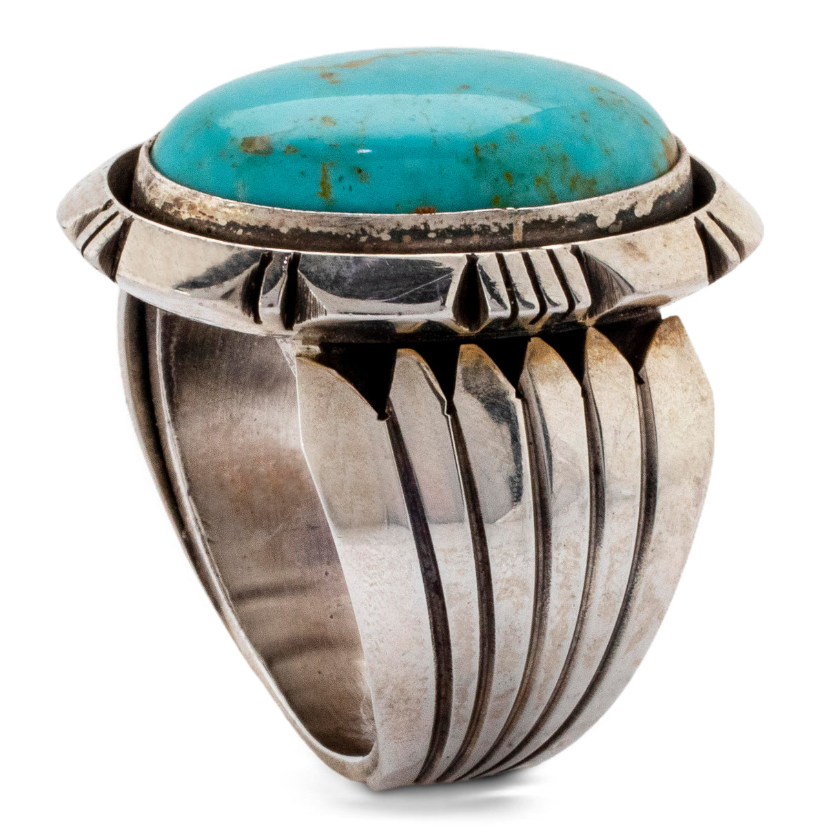 Kalifano Native American Jewelry 13 Eddie Secatero Tyrone Turquoise USA Native American Made 925 Sterling Silver Ring NAR1200.035.13