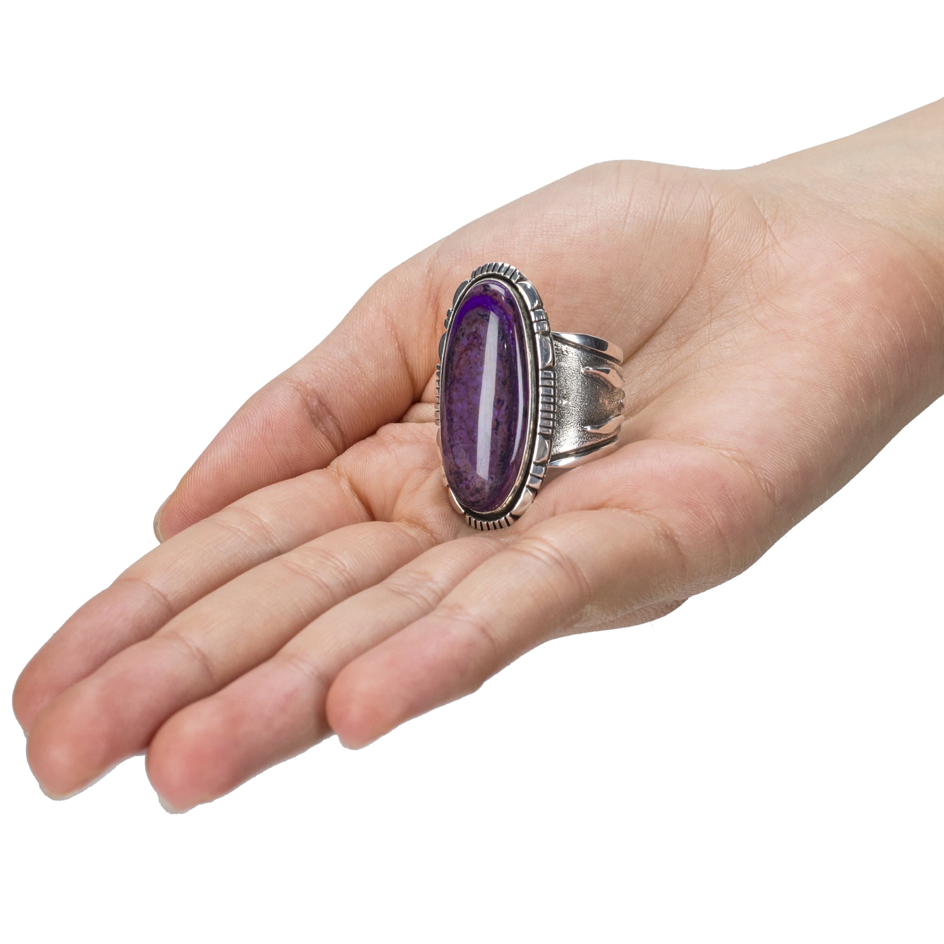 Kalifano Native American Jewelry 14 Cody Willie Sugilite USA Native American Made 925 Sterling Silver Ring NAR1200.018.14