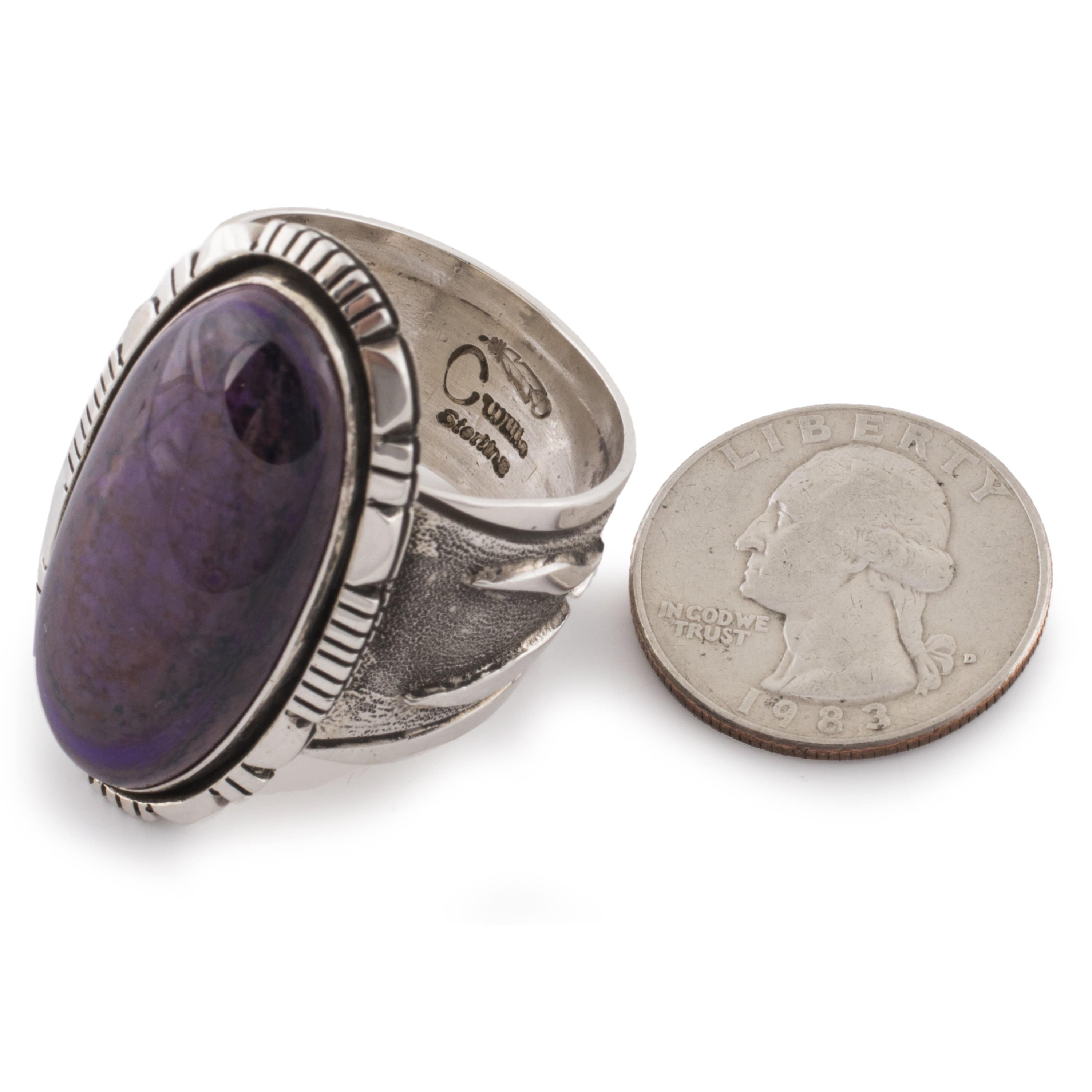 Kalifano Native American Jewelry 14 Cody Willie Sugilite USA Native American Made 925 Sterling Silver Ring NAR1200.018.14