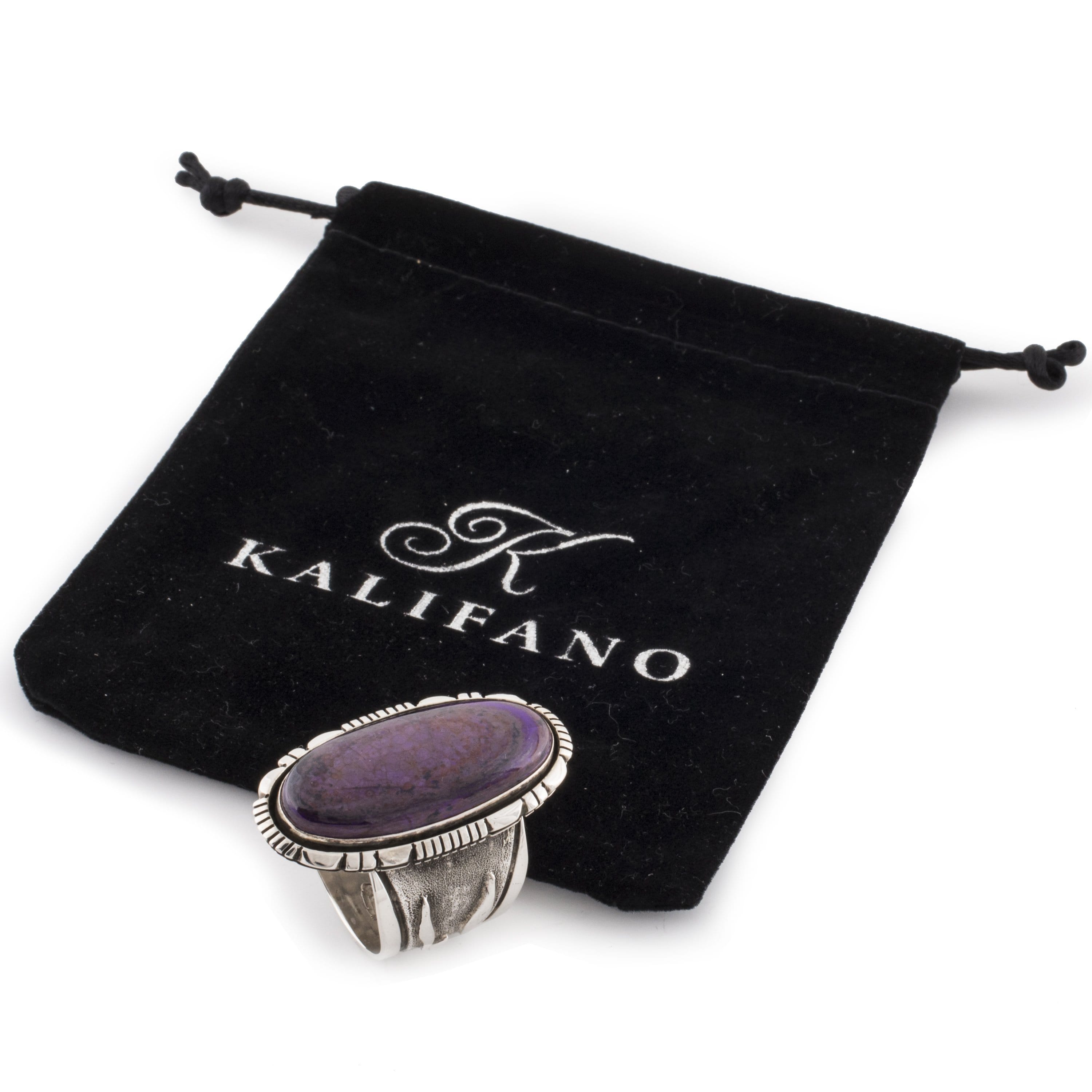 Kalifano Native American Jewelry 14 Cody Willie Sugilite USA Native American Made 925 Sterling Silver Ring NAR1200.018.14