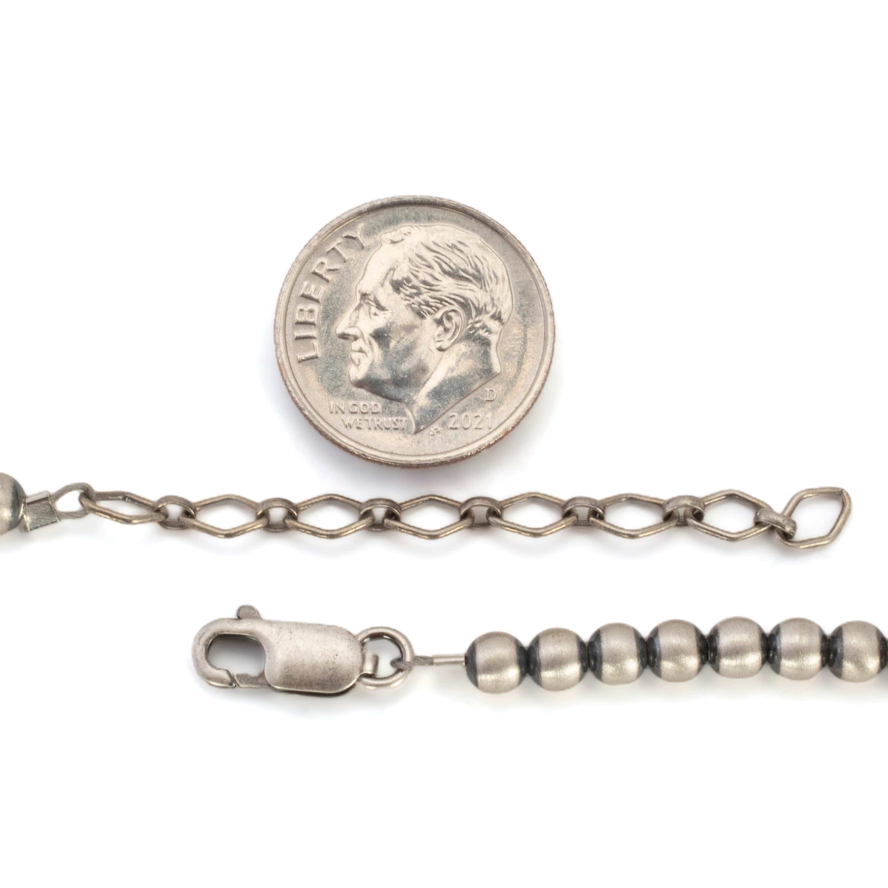 Kalifano Native American Jewelry 16" Single Strand 4mm Navajo Pearl USA Native American Made 925 Sterling Silver Necklace with 2" extender chain NAN400.013
