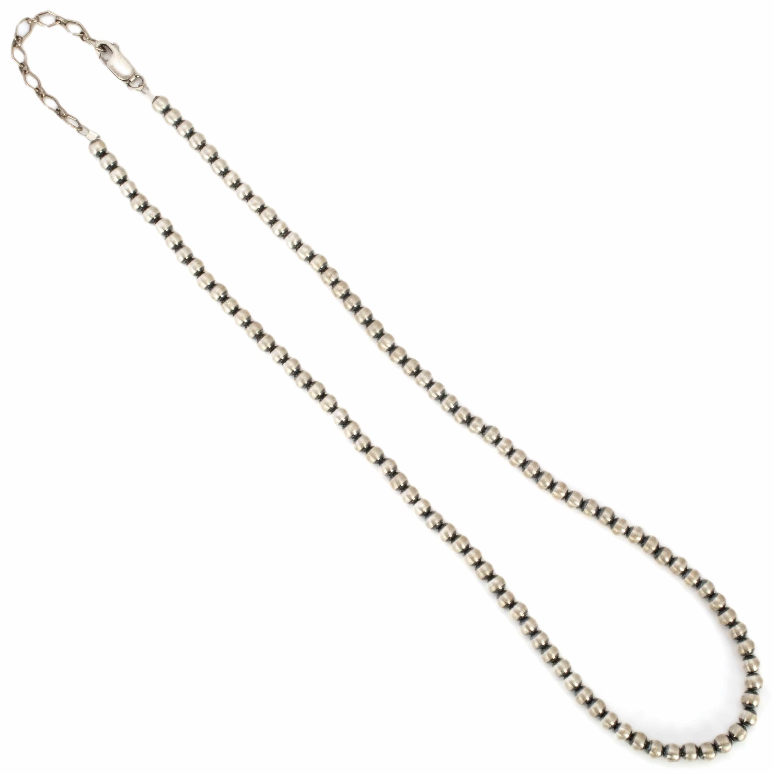 Kalifano Native American Jewelry 16" Single Strand 4mm Navajo Pearl USA Native American Made 925 Sterling Silver Necklace with 2" extender chain NAN400.013