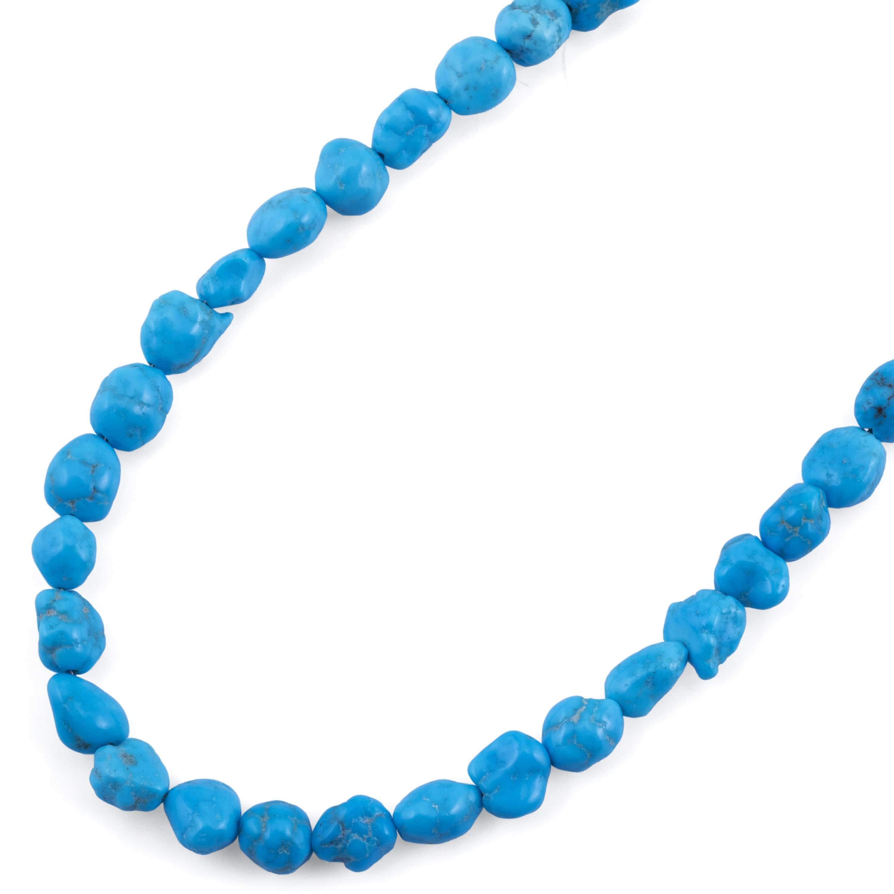 Kalifano Native American Jewelry 17" Genuine Turquoise Nuggets USA Native American Made 925 Sterling Silver Clasp Necklace NAN237.01