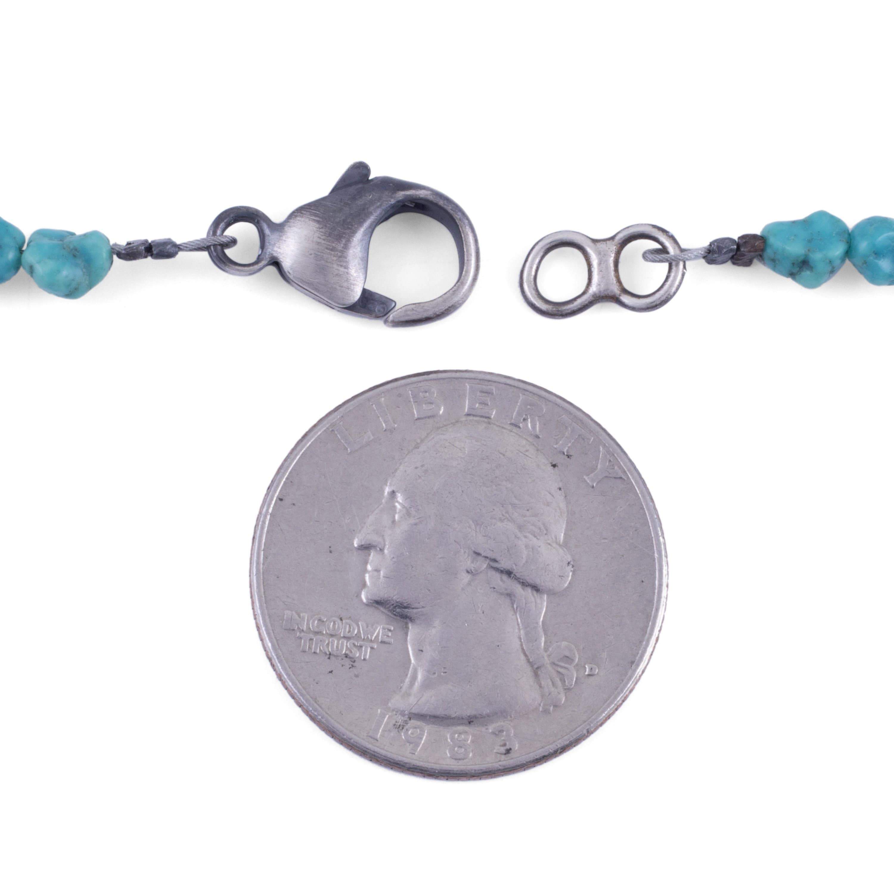 Kalifano Native American Jewelry 17" Genuine Turquoise Nuggets USA Native American Made 925 Sterling Silver Clasp Necklace NAN237.06