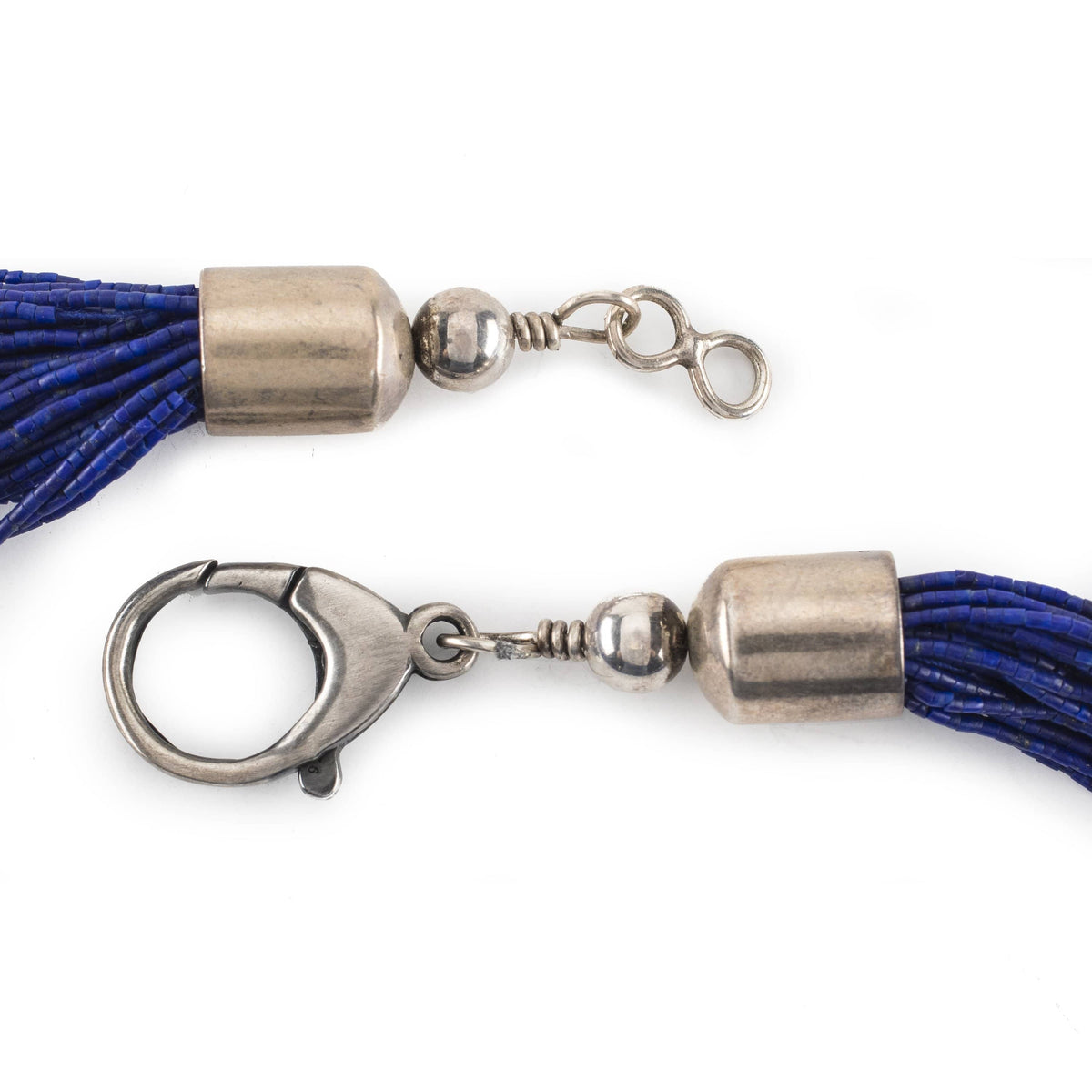 Kalifano Native American Jewelry 18" Fifty Strand Lapis USA Native American Made 925 Sterling Silver Necklace NAN4500.001