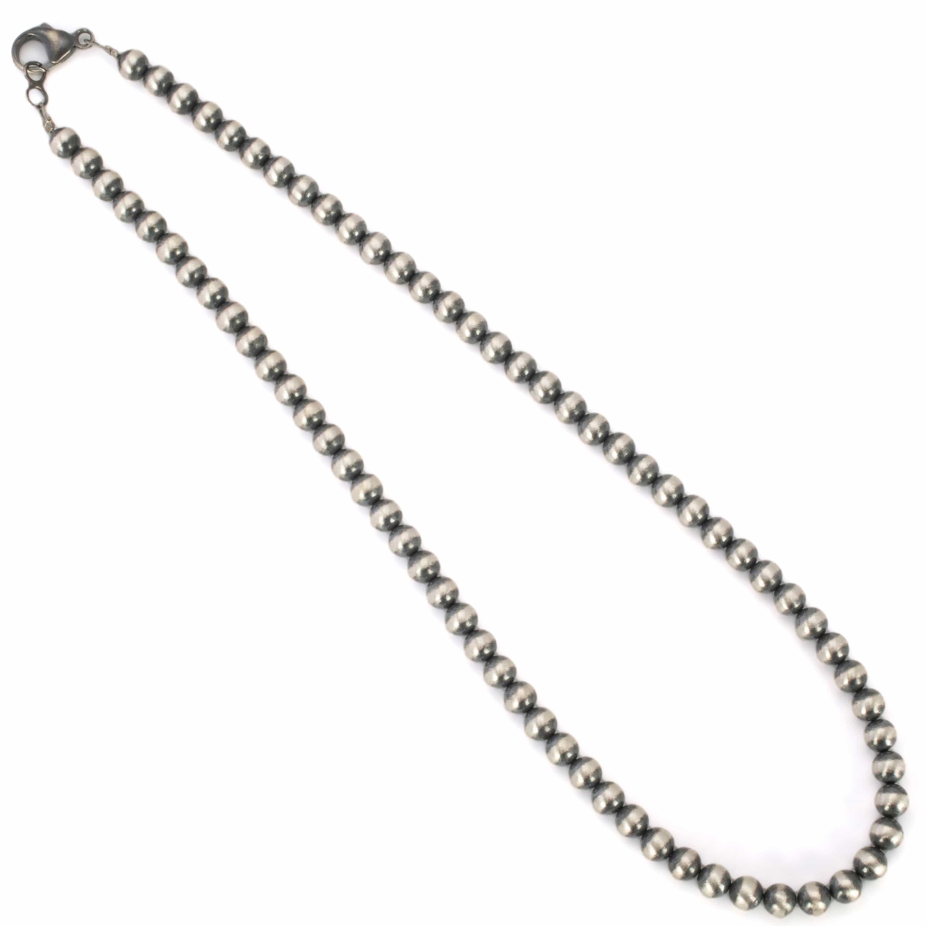 Kalifano Native American Jewelry 18" Single Strand 6mm Navajo Pearl USA Native American Made 925 Sterling Silver Necklace NAN700.012