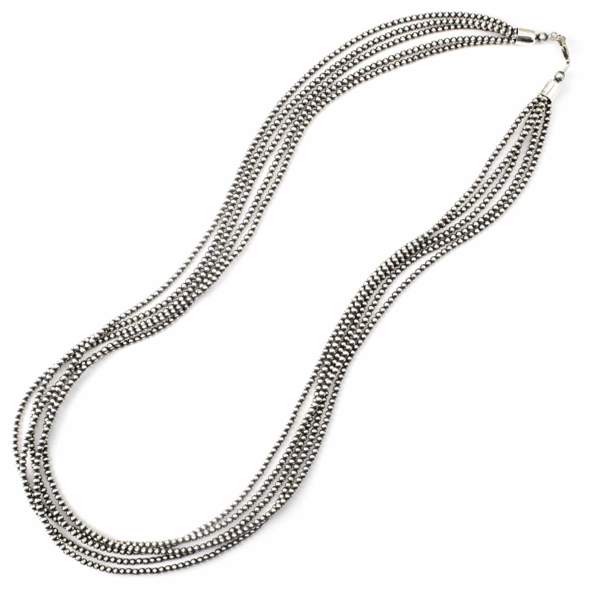 Kalifano Native American Jewelry 36" Five Strand Navajo Pearls USA Native American Made 925 Sterling Silver Necklace NAN2900.001