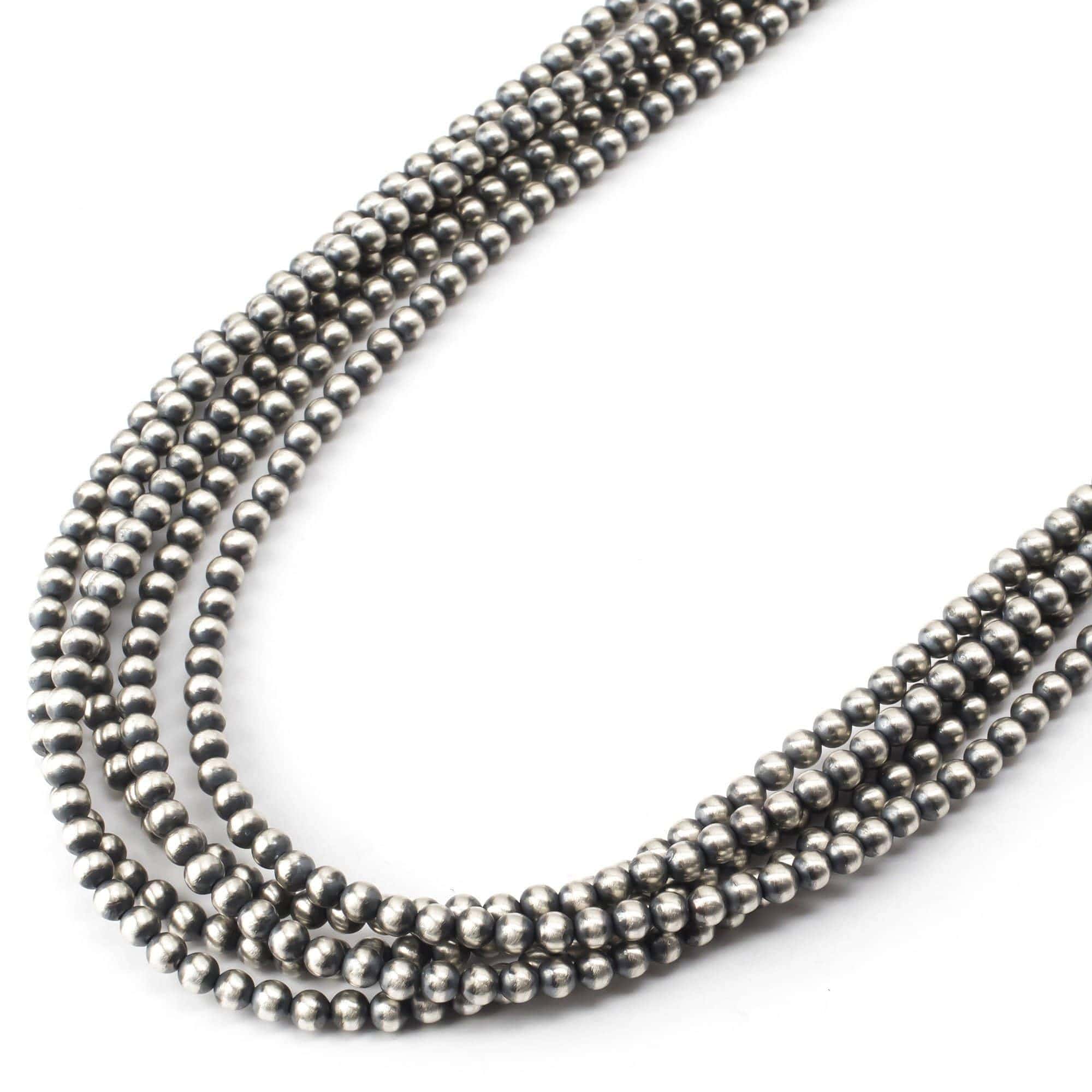 Kalifano Native American Jewelry 36" Five Strand Navajo Pearls USA Native American Made 925 Sterling Silver Necklace NAN2900.001