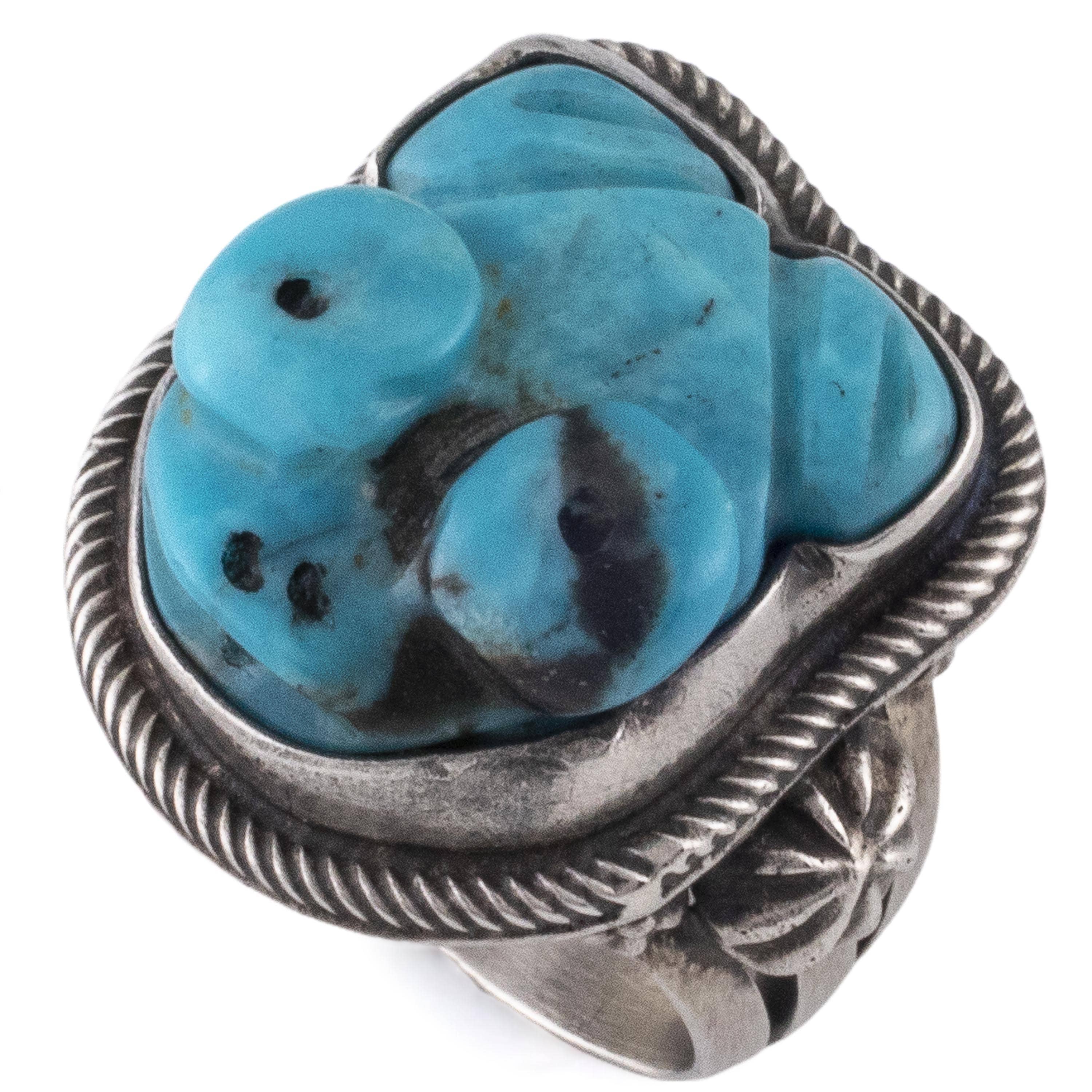 Kalifano Native American Jewelry 5.5 Benny Ramone Navajo Kingman Turquoise Frog Carved by Stacey Turpin NAR700.021.55
