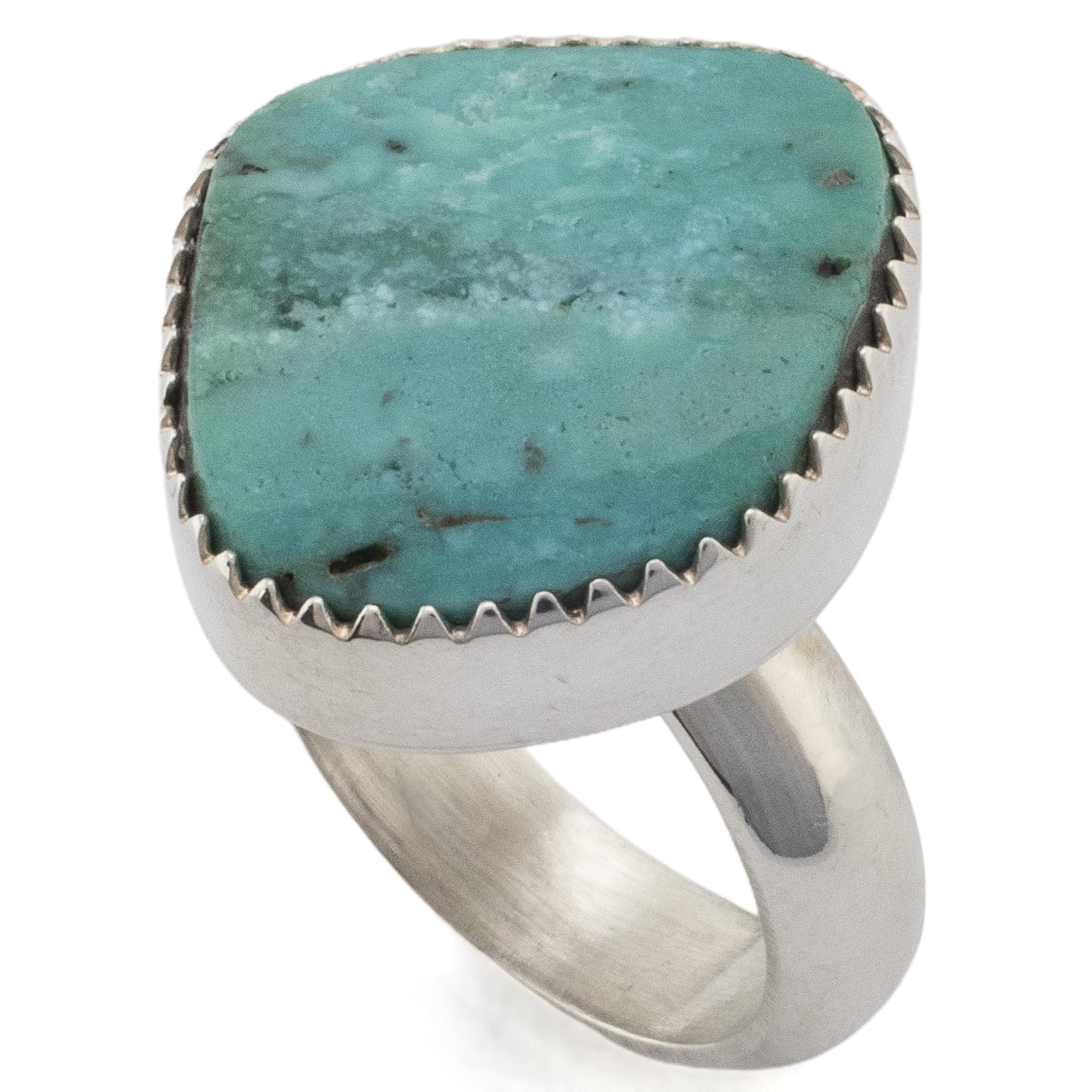Kalifano Native American Jewelry 5.5 King Manassa Turquoise USA Handmade 925 Sterling Silver Ring NAR350.005.55