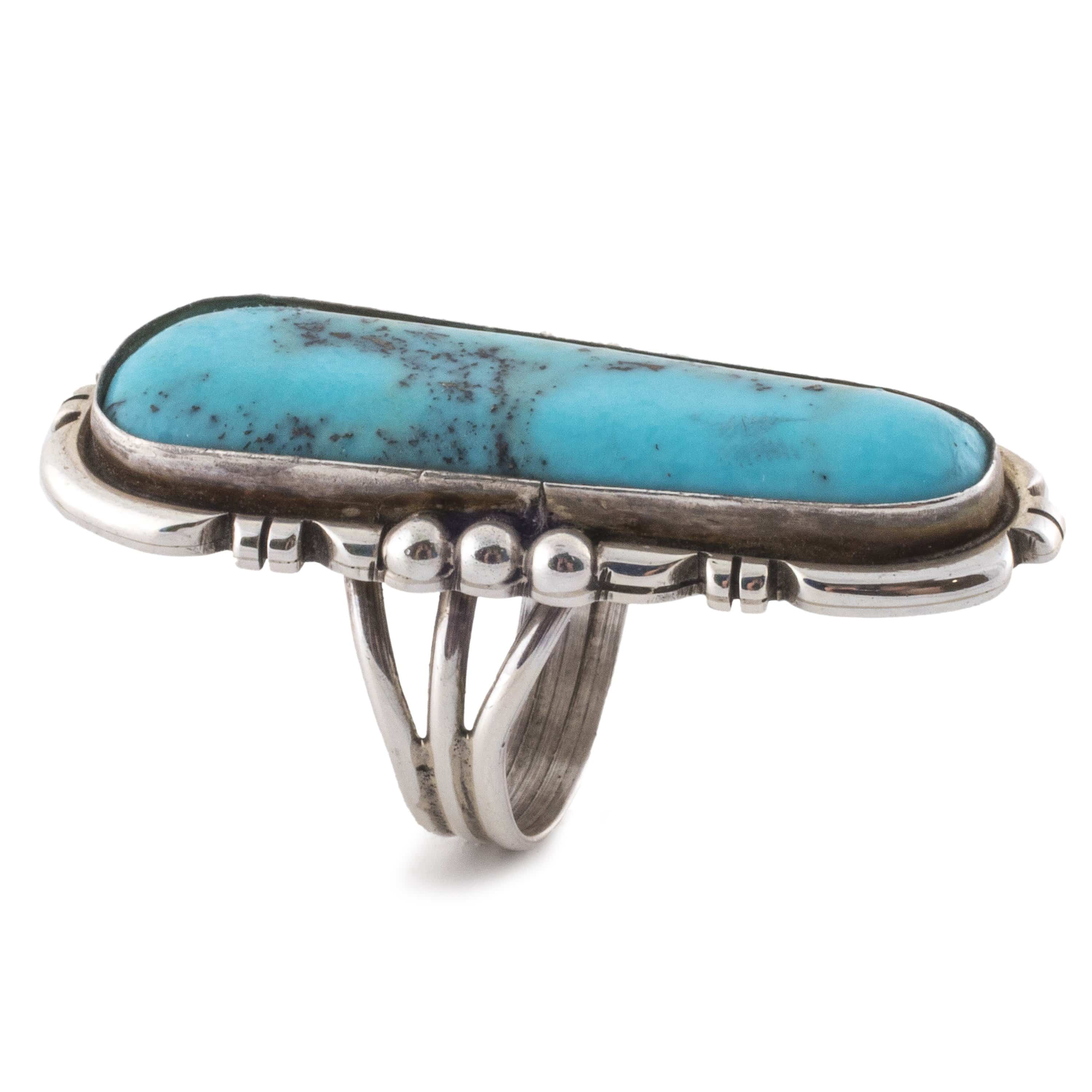 Kalifano Native American Jewelry 5 Kingman Turquoise USA Native American Made 925 Sterling Silver Ring NAR600.024.5