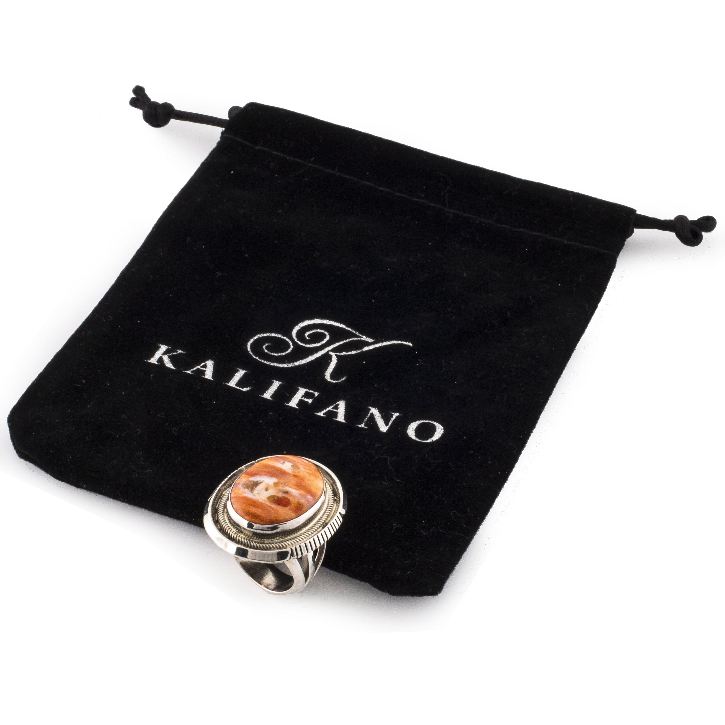 Kalifano Native American Jewelry 6.5 Spiny Oyster Shell USA Native American Made 925 Sterling Silver Ring NAR400.030.65