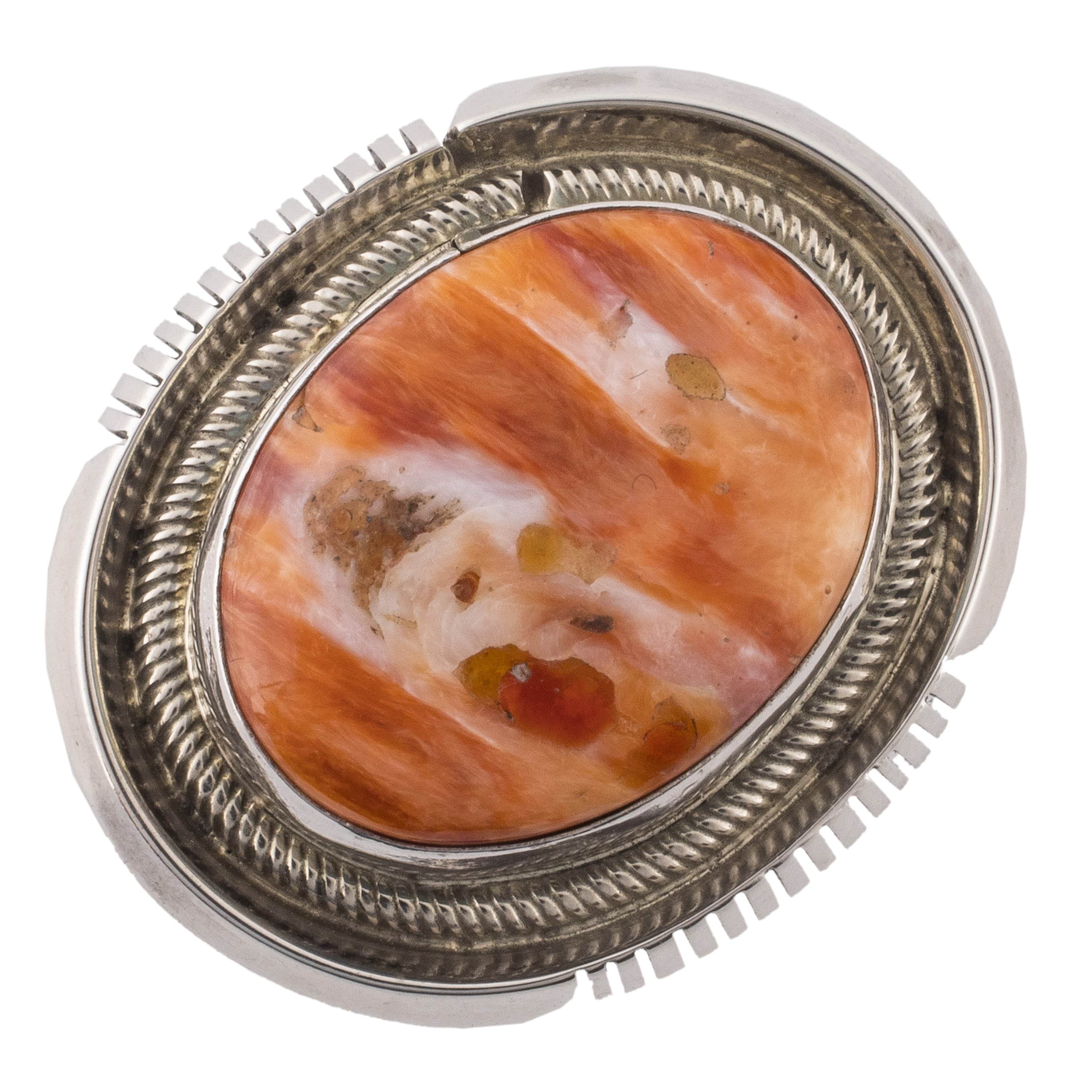 Kalifano Native American Jewelry 6.5 Spiny Oyster Shell USA Native American Made 925 Sterling Silver Ring NAR400.030.65