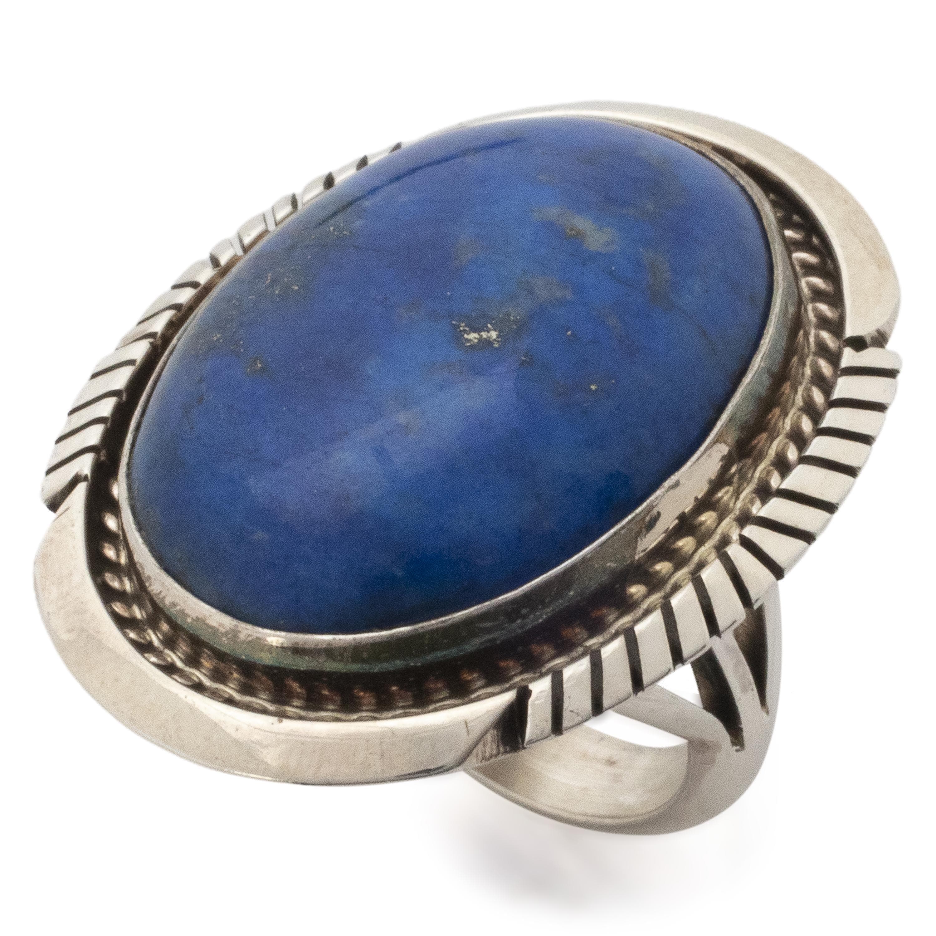 Kalifano Native American Jewelry 6 Alfred Martinez Navajo Lapis USA Native American Made 925 Sterling Silver Ring NAR1200.044.6