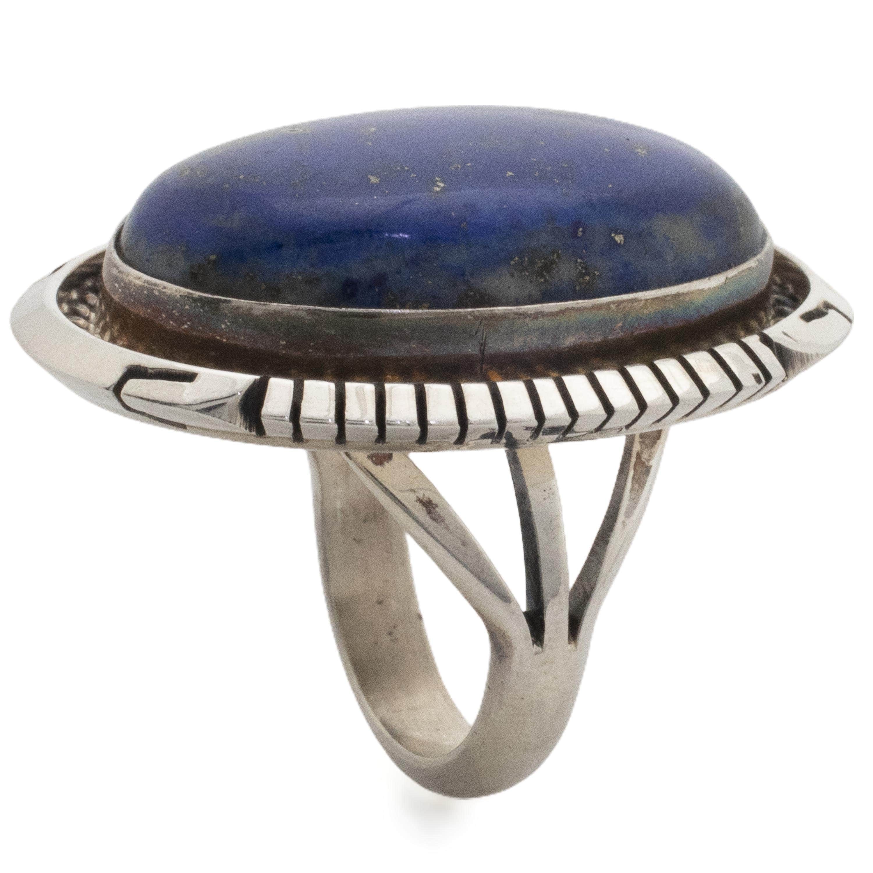 Kalifano Native American Jewelry 6 Alfred Martinez Navajo Lapis USA Native American Made 925 Sterling Silver Ring NAR1200.045.6