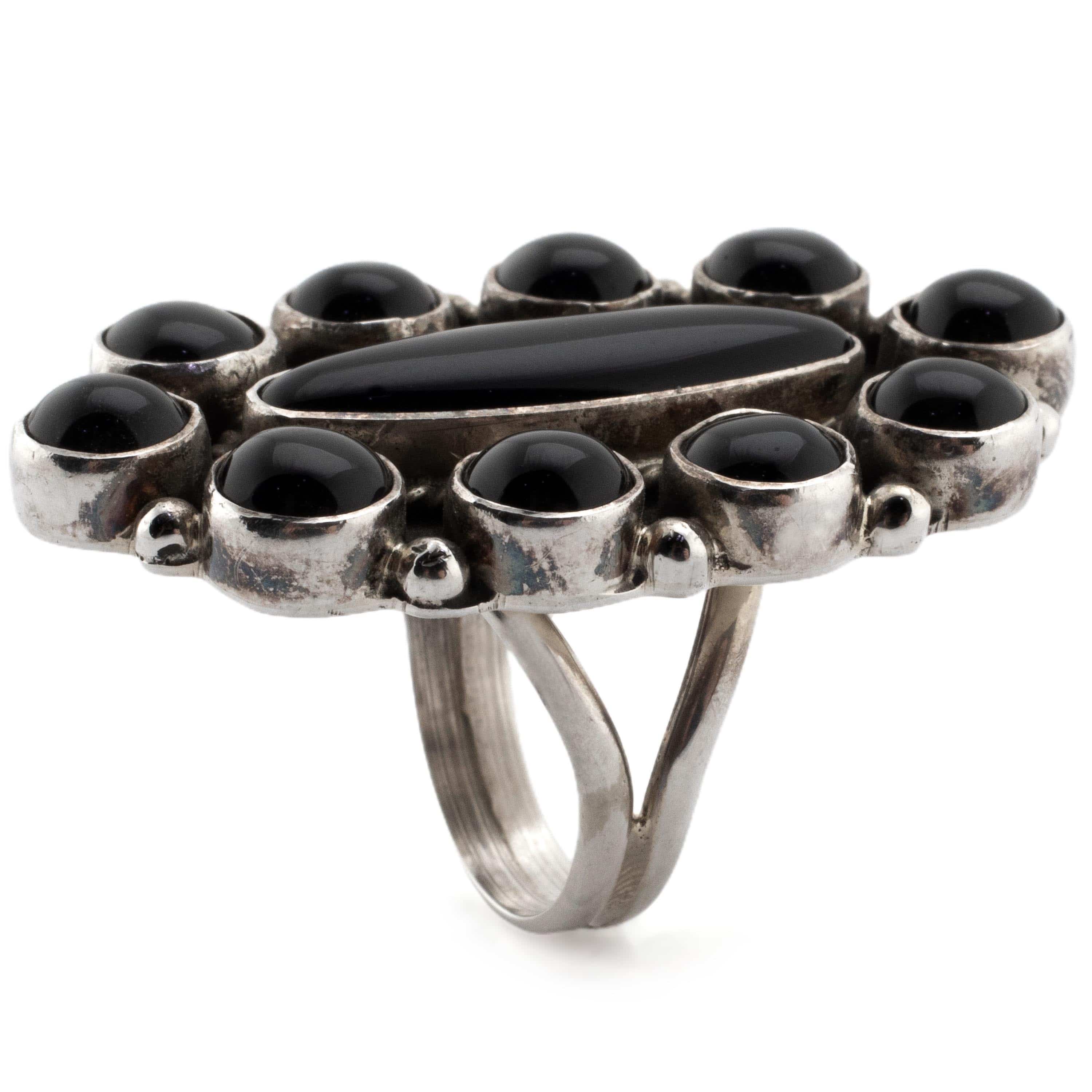 Kalifano Native American Jewelry 6 Black Onyx USA Native American Made 925 Sterling Silver Ring NAR1000.011.6