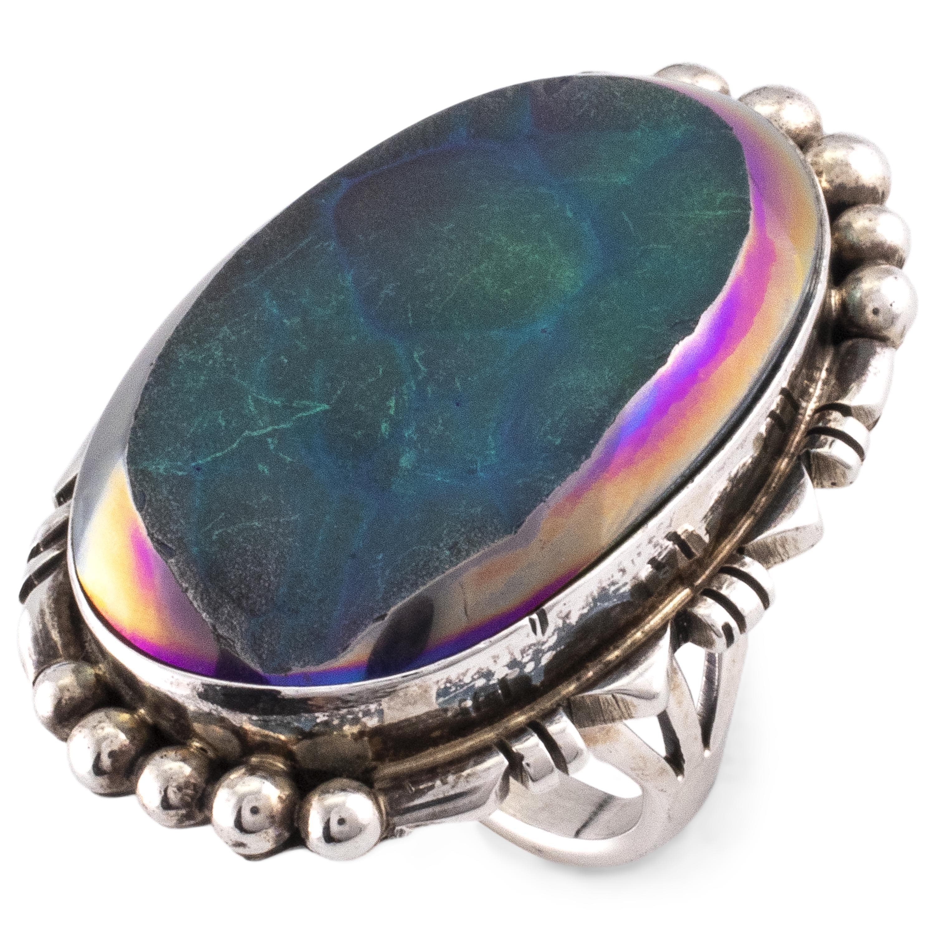 Kalifano Native American Jewelry 6 Danny Clark Navajo Titanium Druzy USA Native American Made 925 Sterling Silver Ring NAR600.036.6