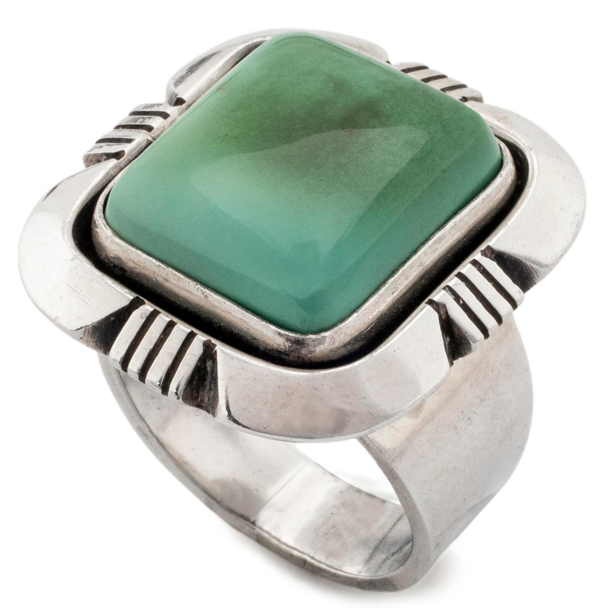 Kalifano Native American Jewelry 6 Eddie Secatero Royston Turquoise Square USA Native American Made 925 Sterling Silver Ring NAR800.023.6