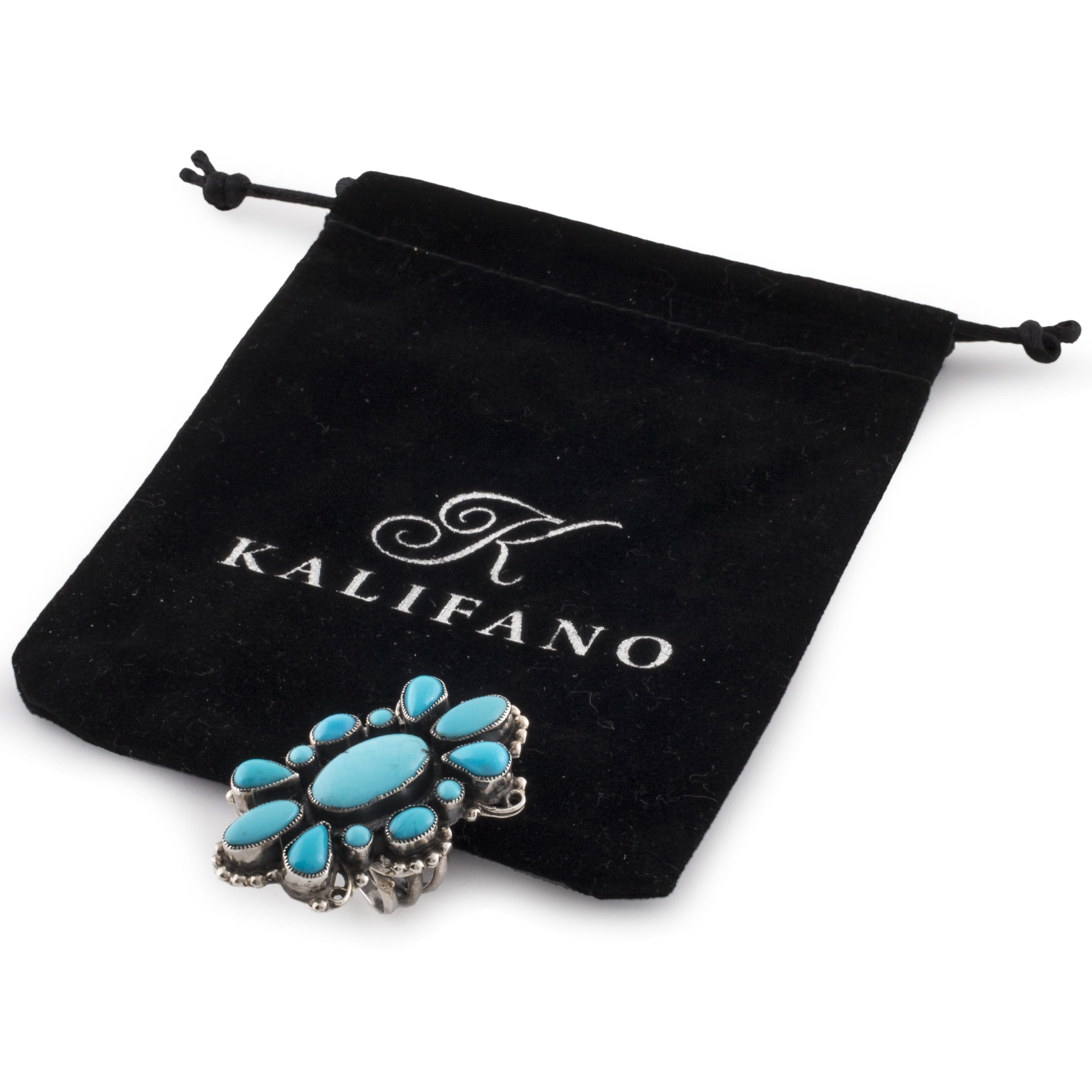 Kalifano Native American Jewelry 6 Leo Feeney Sleeping Beauty Turquoise USA Native American Made 925 Sterling Silver Ring NAR1500.014.6