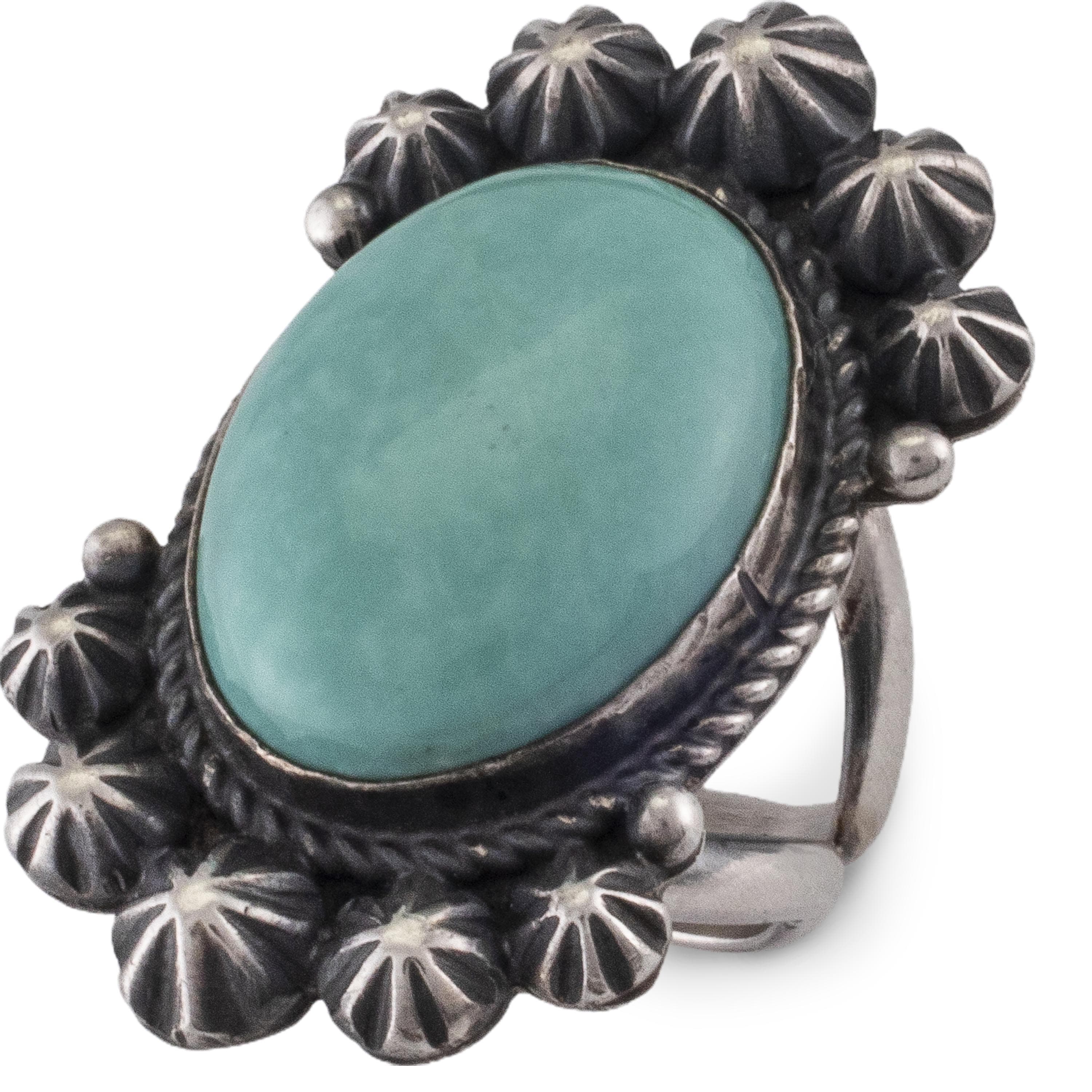 Kalifano Native American Jewelry 6 Michael & Rosita Calladitto Navajo Campitos Turquoise USA Native American Made 925 Sterling Ring NAR500.068.6