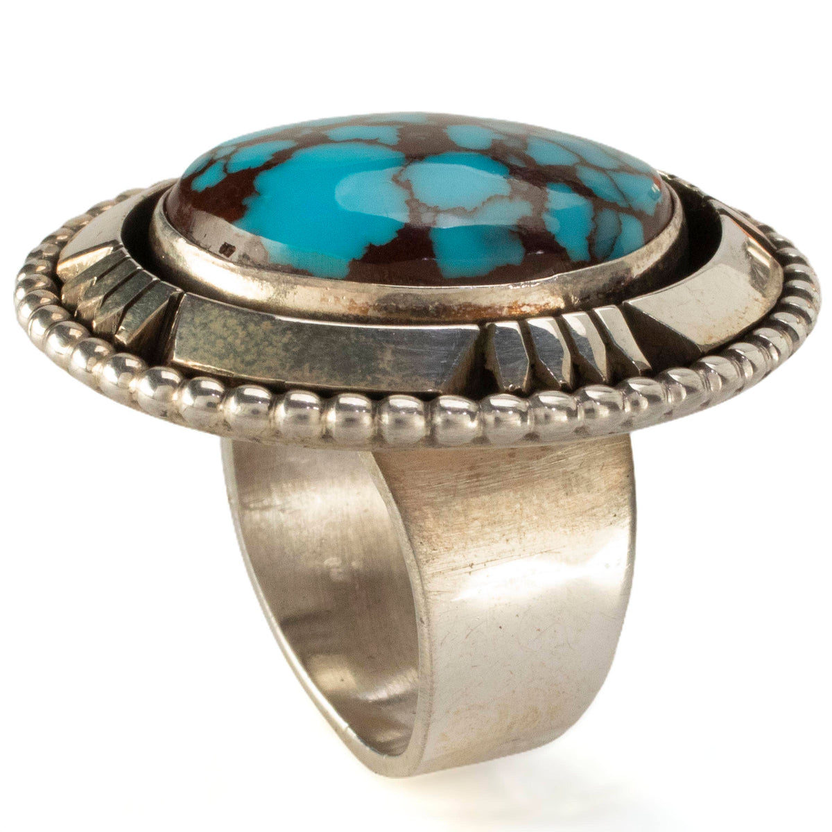Kalifano Native American Jewelry 7 Eddie Secatero Navajo Prince Turquoise USA Native American Made 925 Sterling Silver Ring NAR1600.006.7